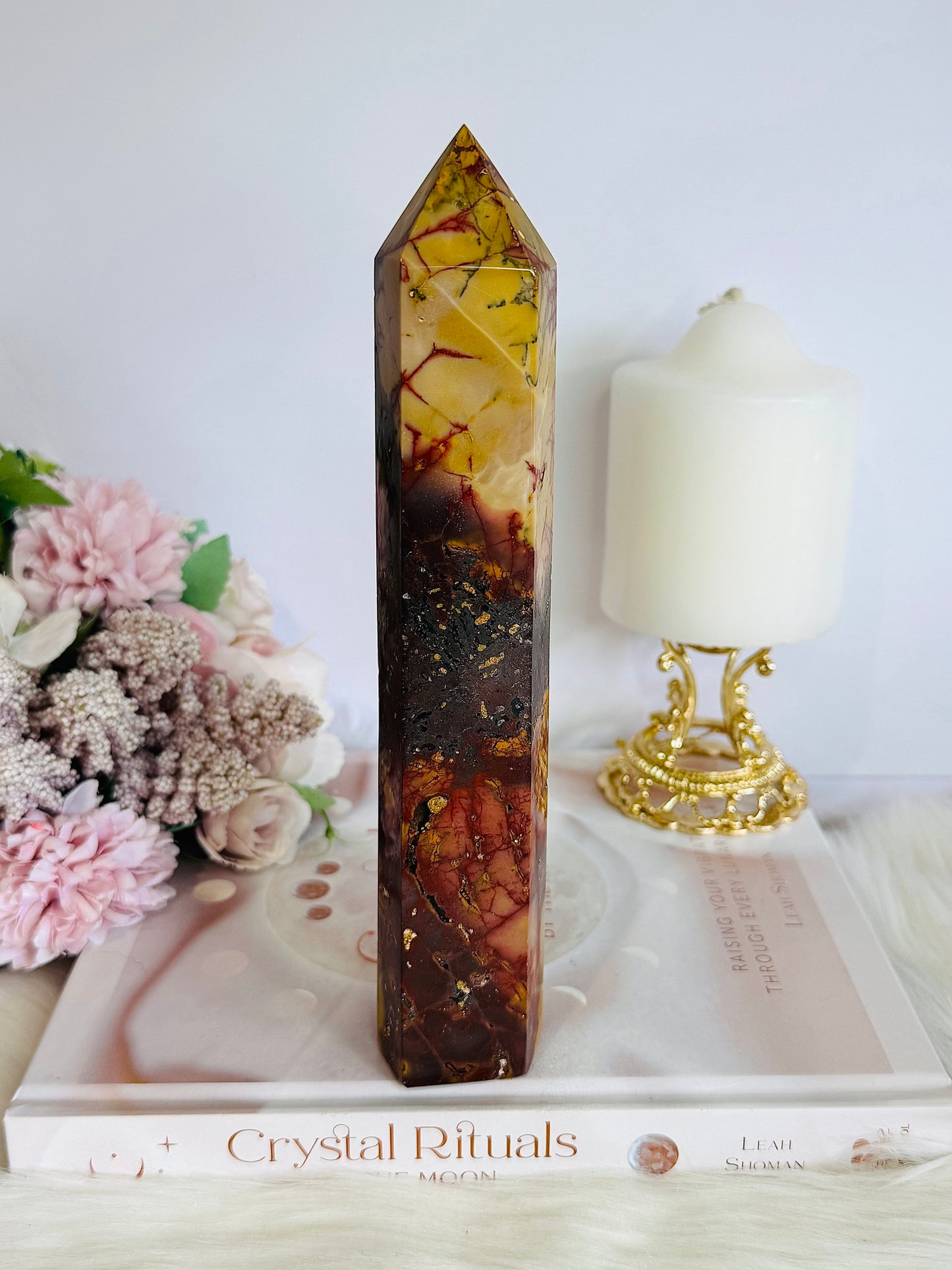 Natural Large Mookaite Jasper Tower | Generator with Hematite Inclusions 21cm