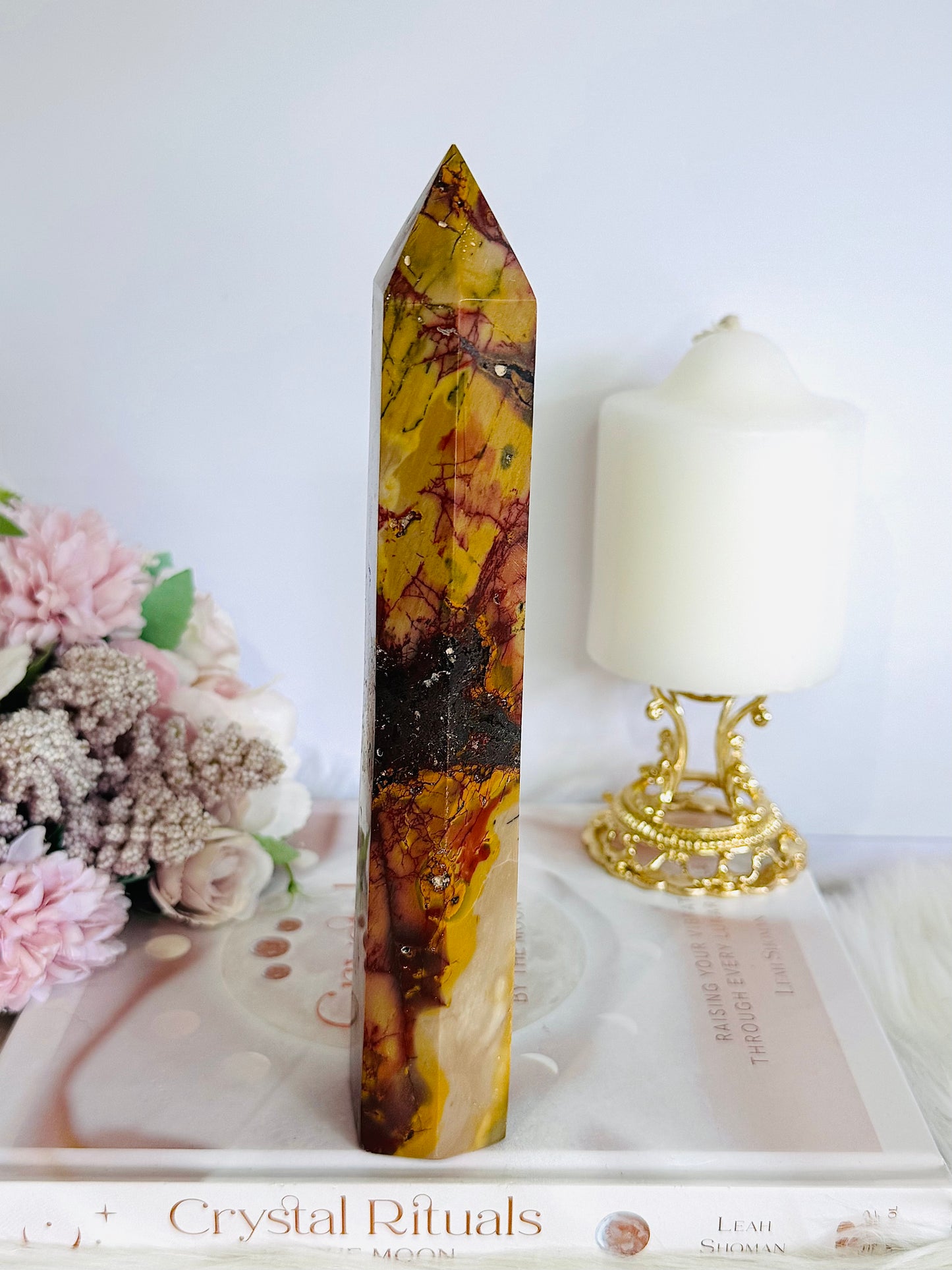 Natural Large Mookaite Jasper Tower | Generator with Hematite Inclusions 21cm