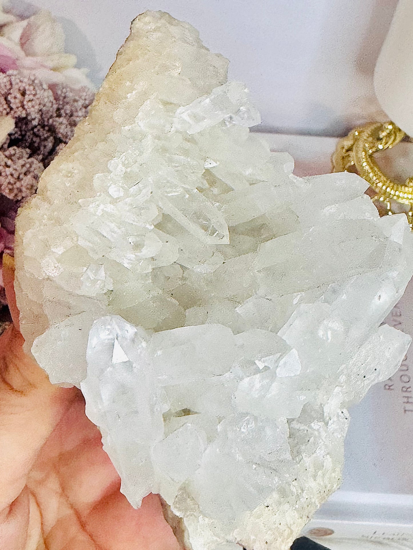 ⚜️ SALE ⚜️ Master Healer ~ Gorgeous Chunky Large 15cm Clear Quartz Cluster | Specimen On Black Stand