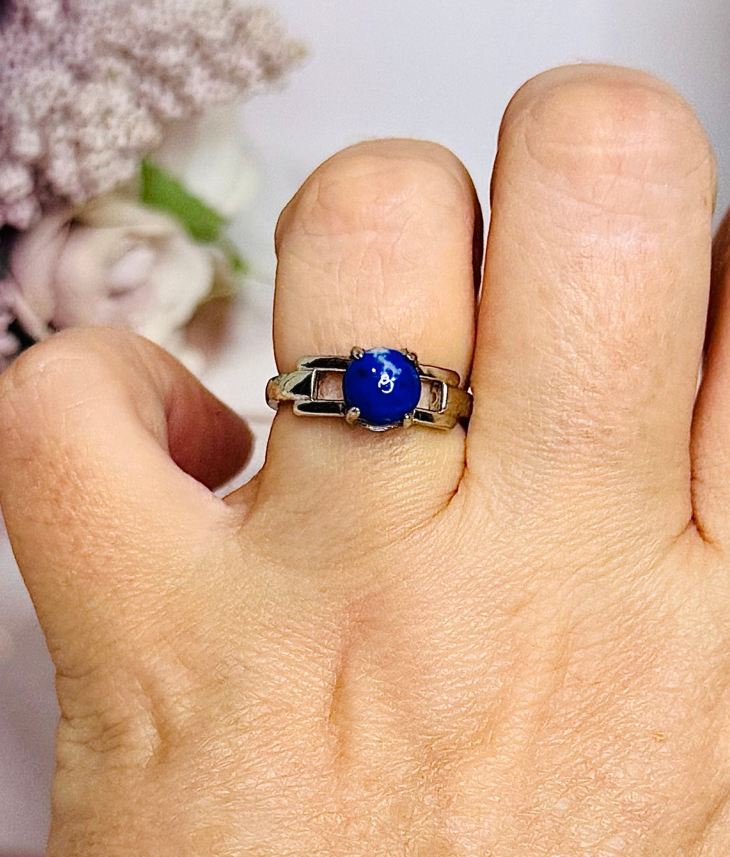 Blue Sodalite Adjustable Ring In Gift Bag