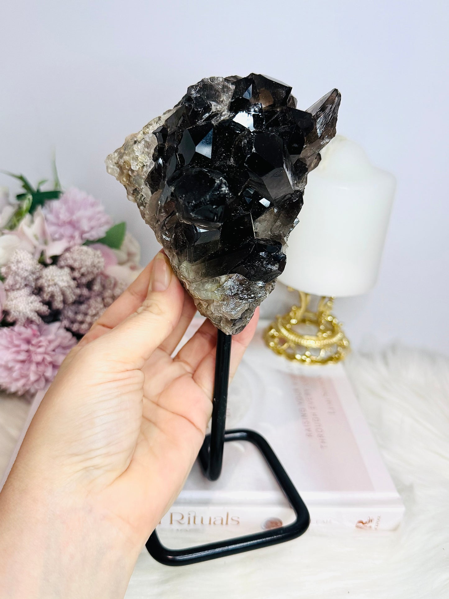 Large 20cm Smokey Quartz Cluster On Stand From Brazil 812g