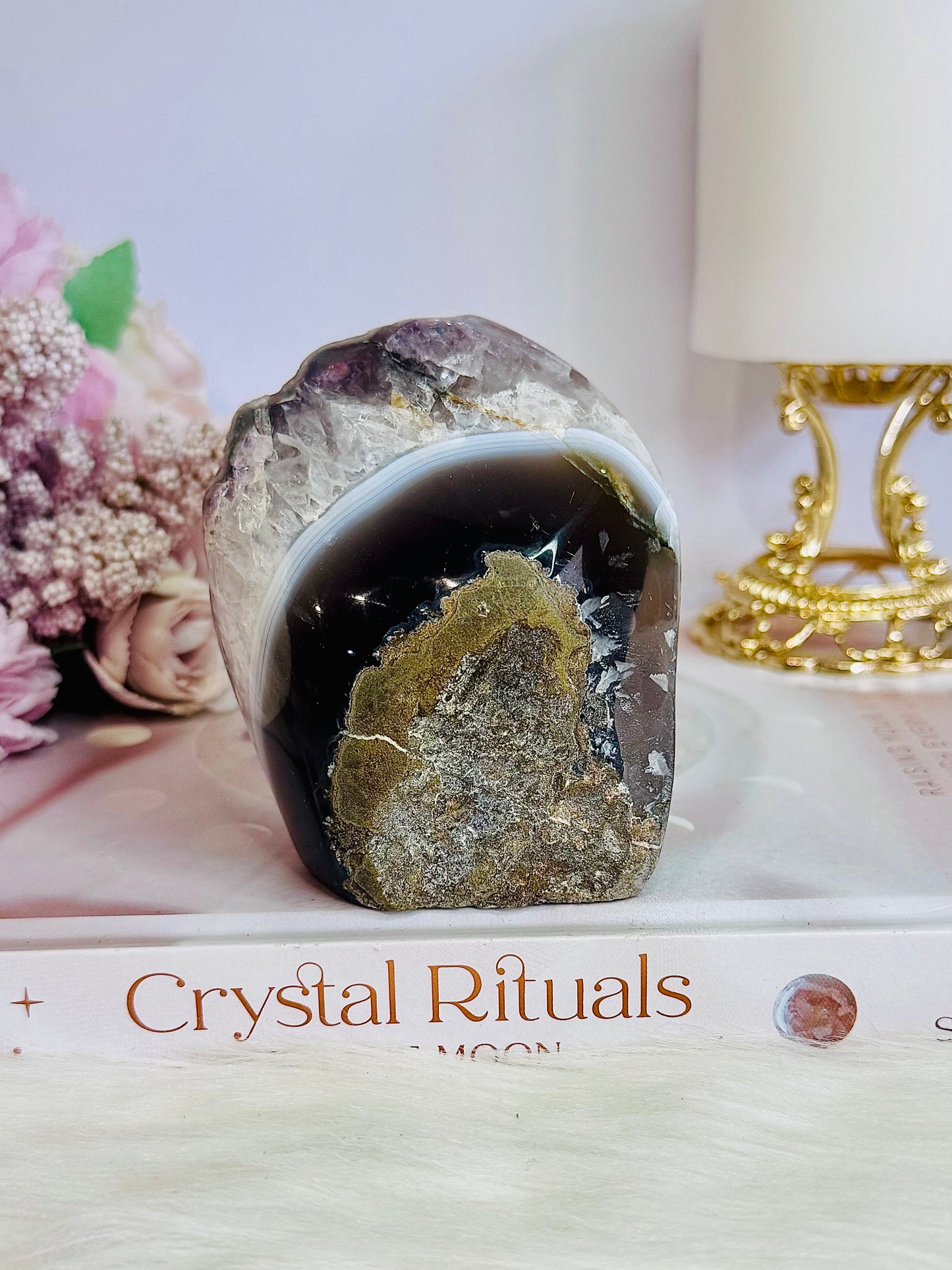 Galaxy Amethyst Base Cut Cluster From Brazil 8cm
