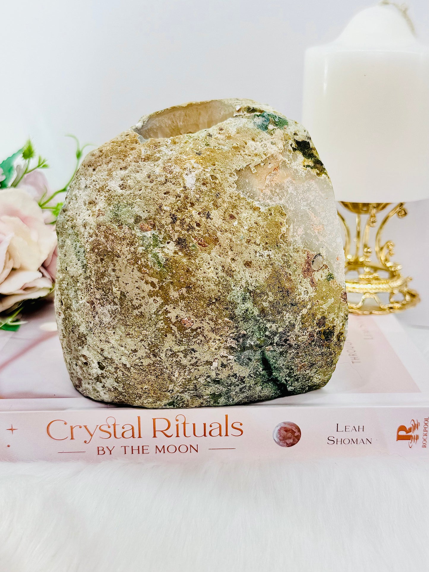 Simply Stunning!! Huge 1.66KG Druzy Agate Candle Holder An Absolutely Gorgeous Piece From Brazil