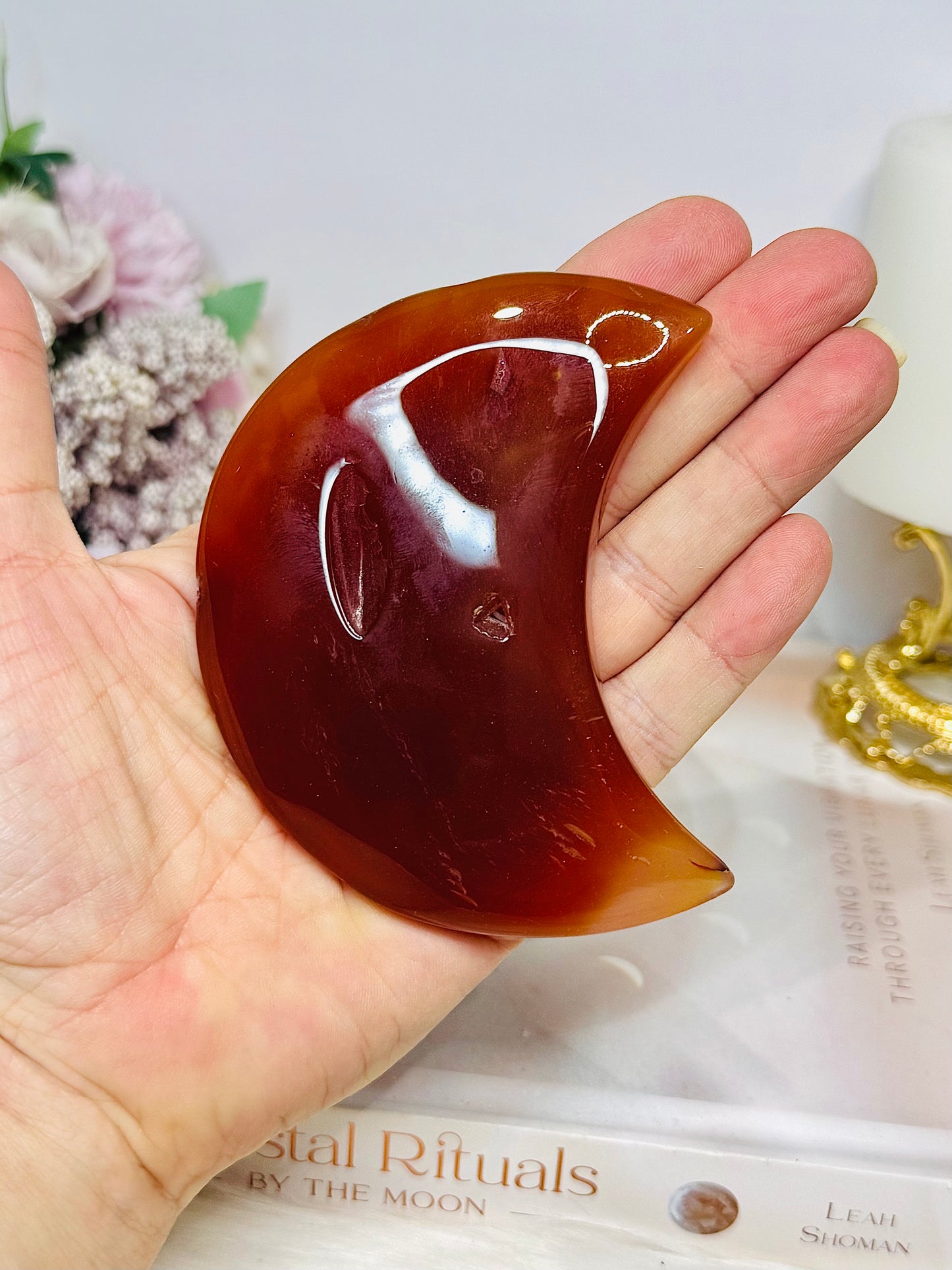 Carnelian Carved Moon 9cm