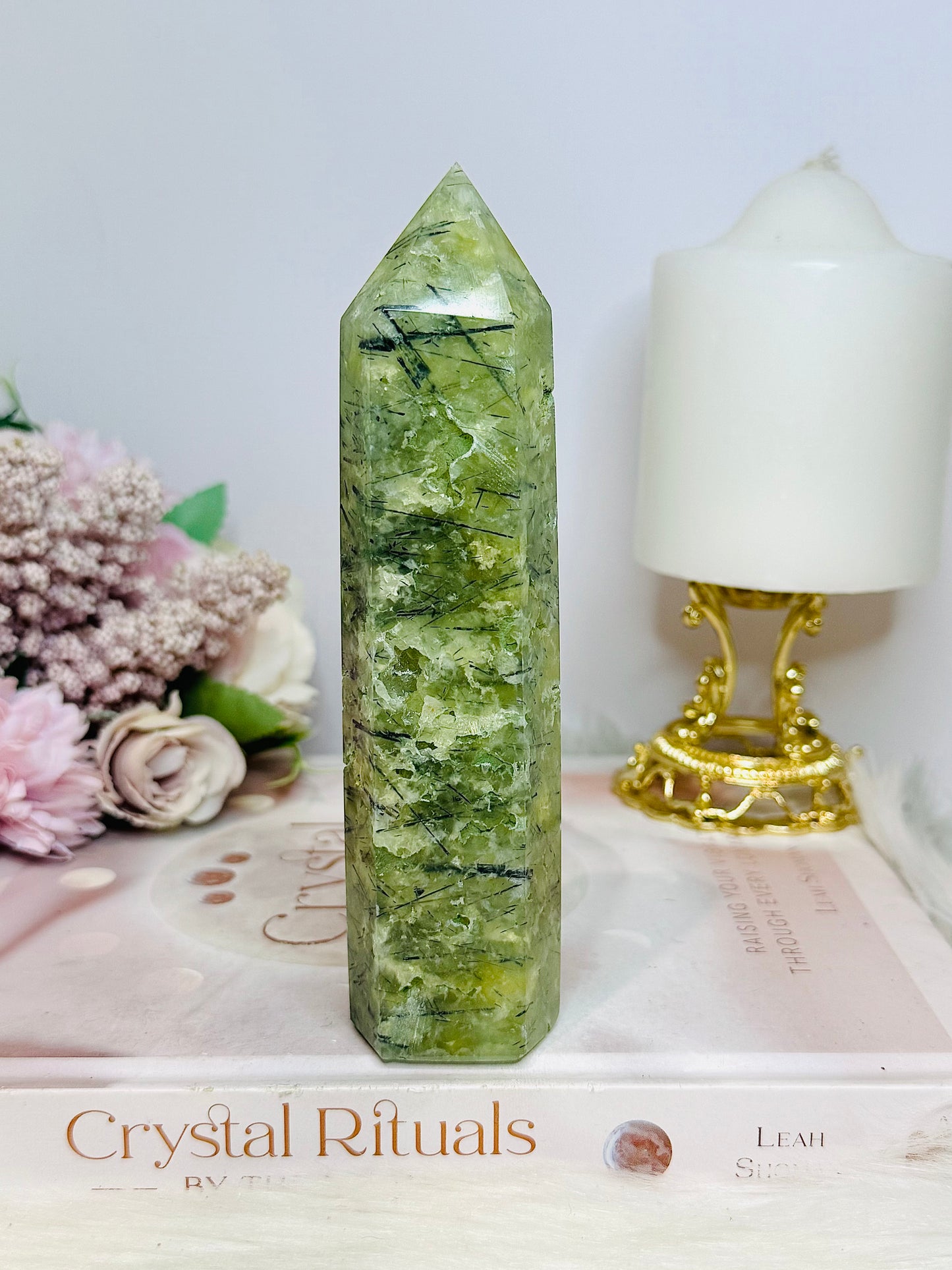 Natural Prehnite Tower 15cm