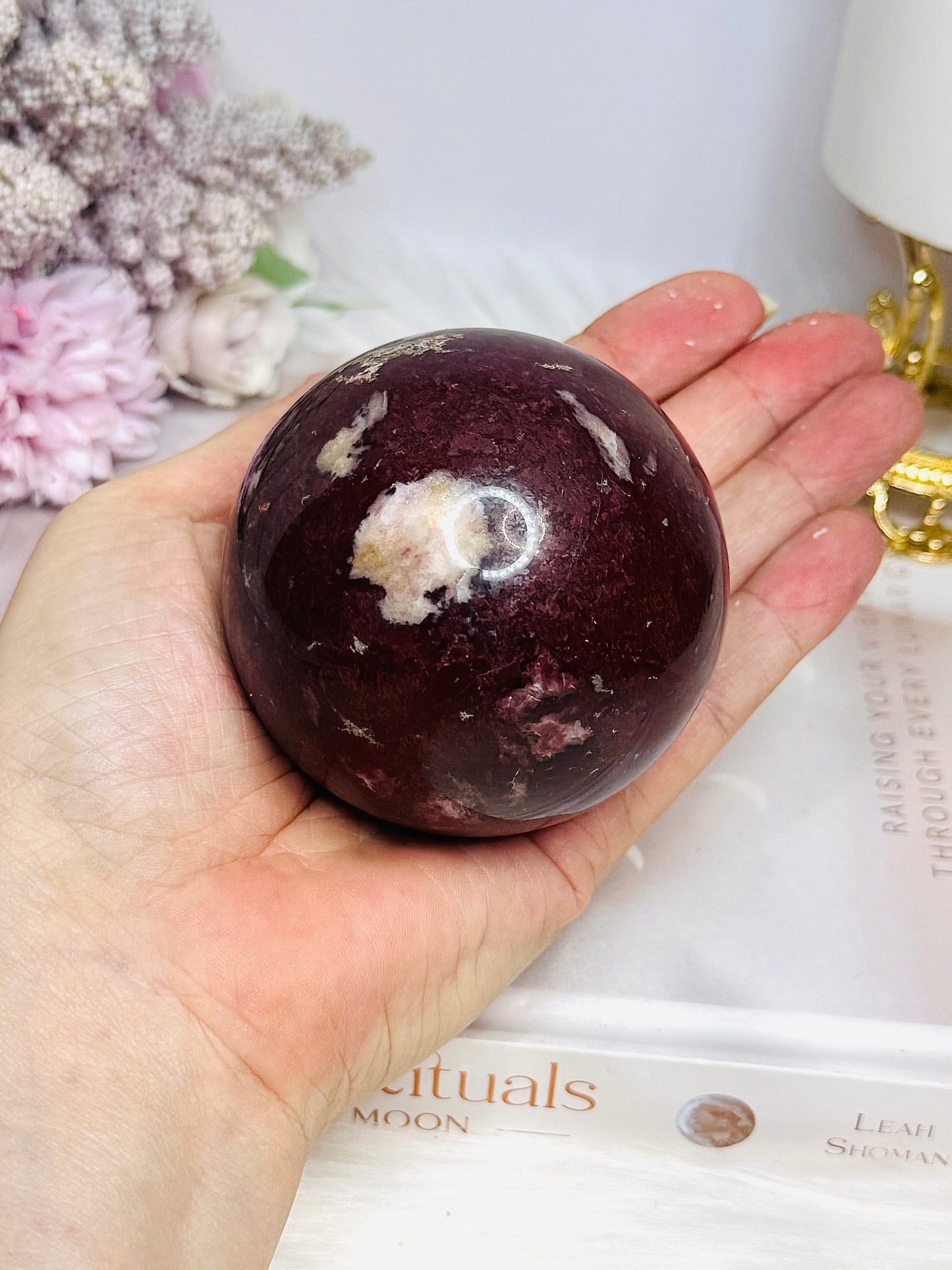 Large Red Jasper Sphere on Stand 471g