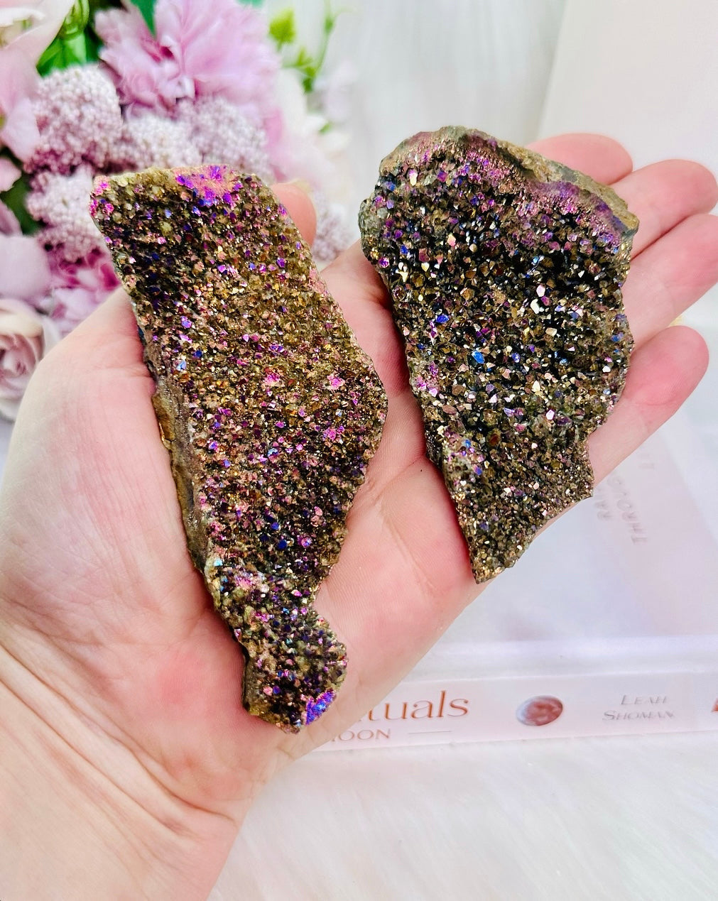 Set of 2 Aura Druzy Sphalerite Slabs