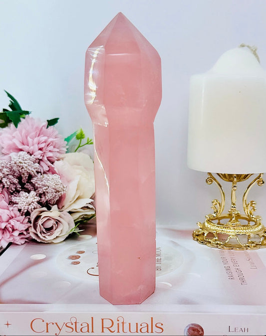 Large High Grade Dark Pink Rose Quartz Sceptre | Tower 17.5cm