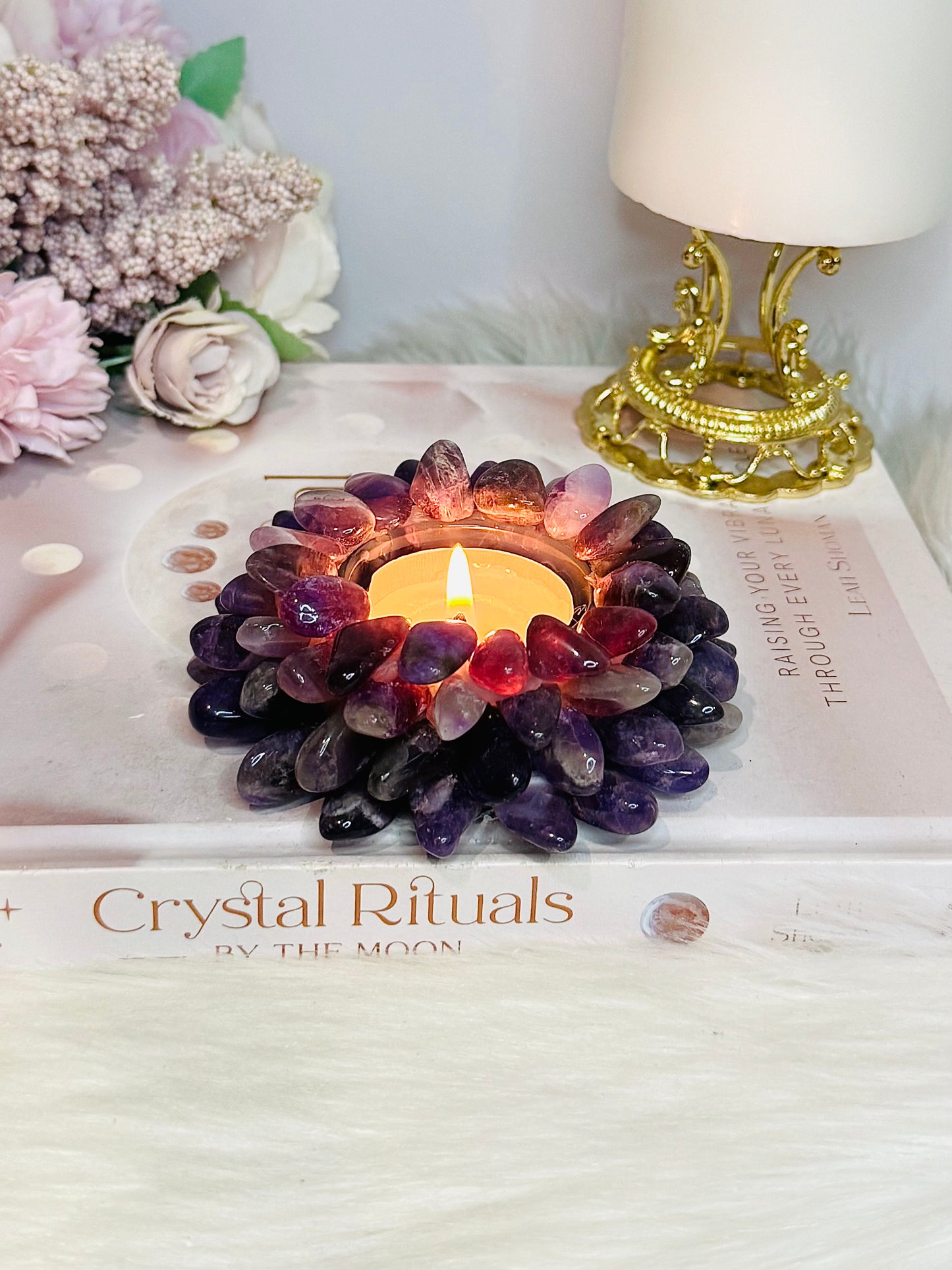 Chunky Large Resin Amethyst Candle Holder