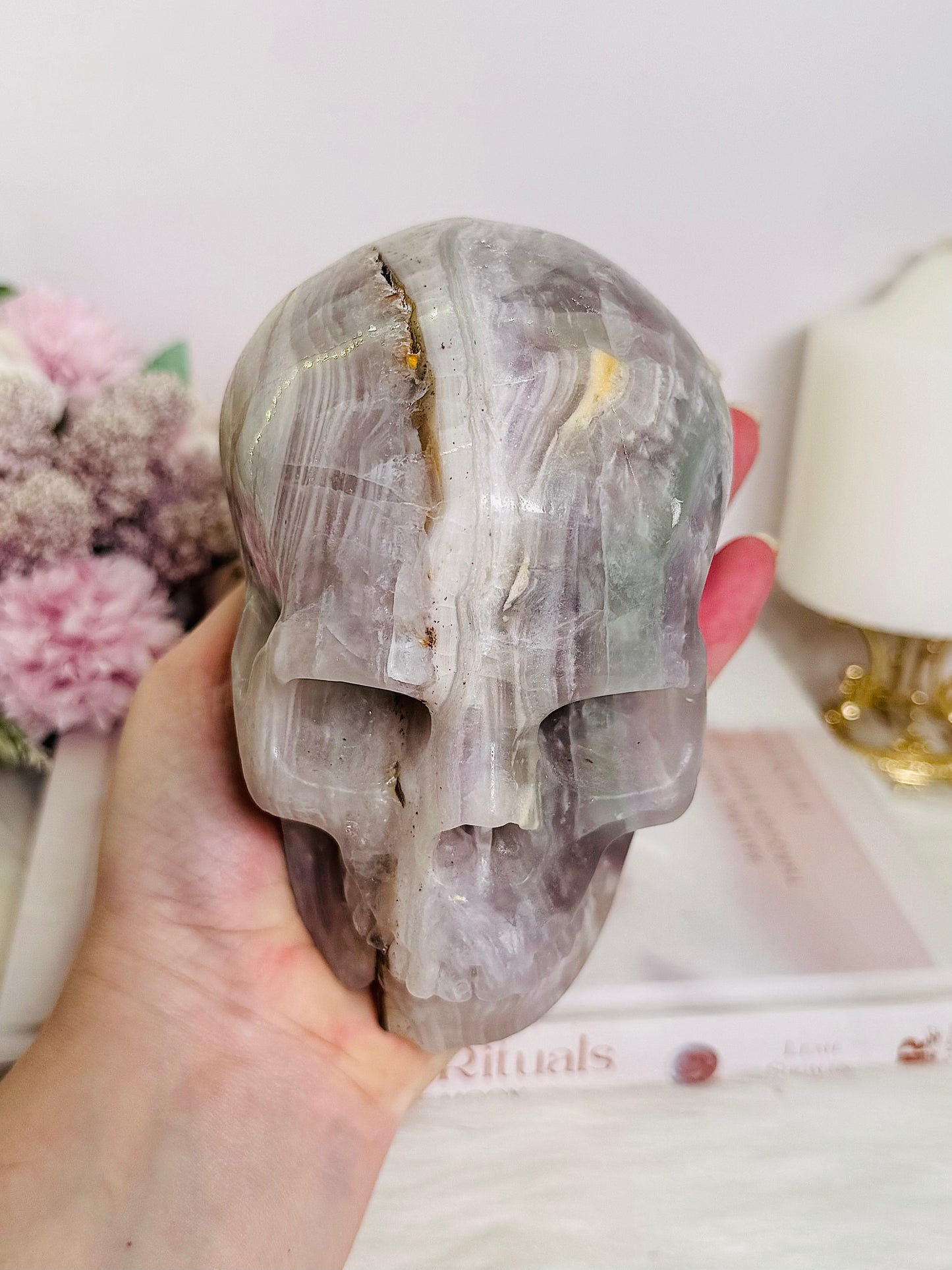 Huge 1.59KG Pastel Fluorite Carved Skull