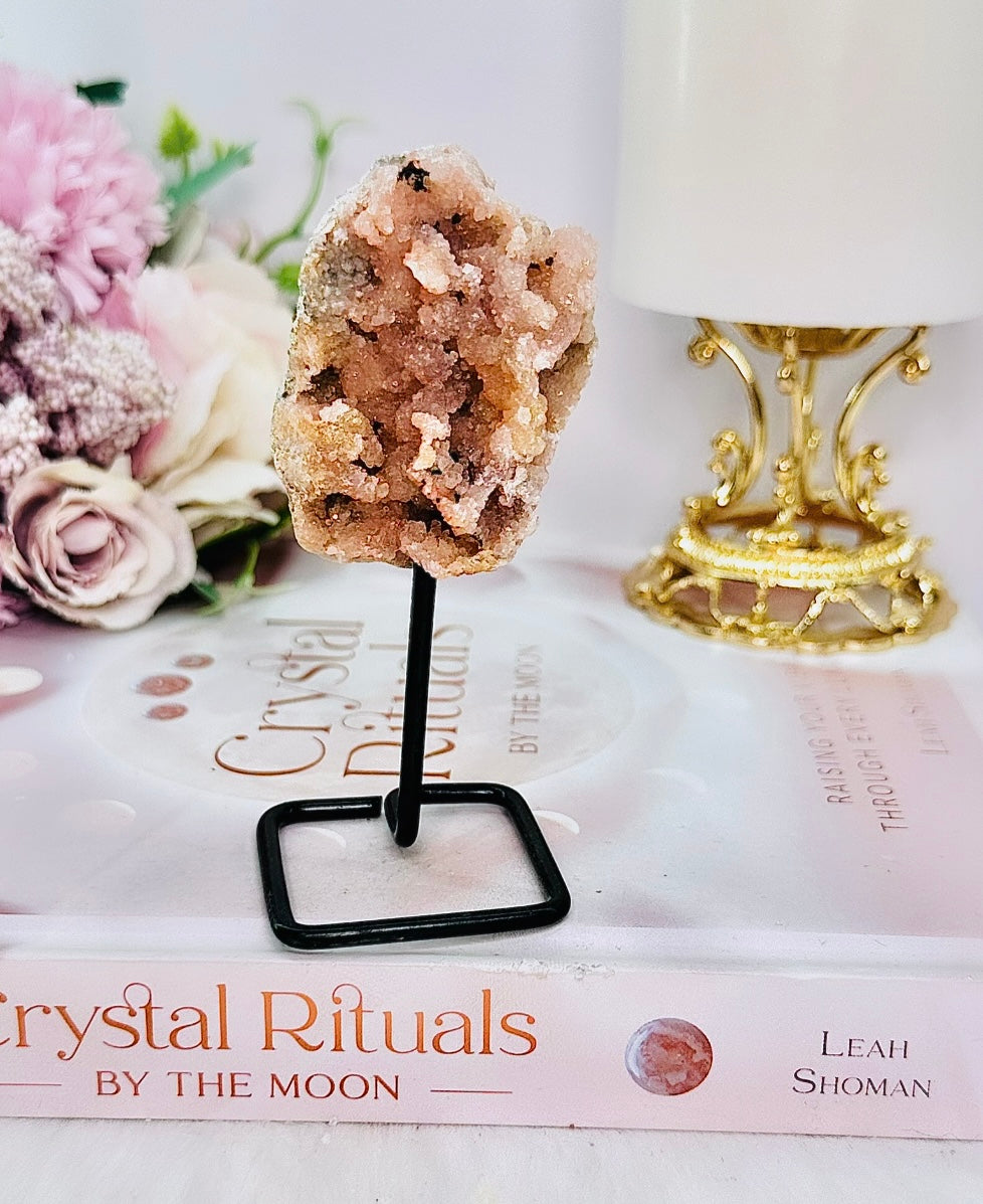 Pink Amethyst Druzy Geode on Stand 10cm