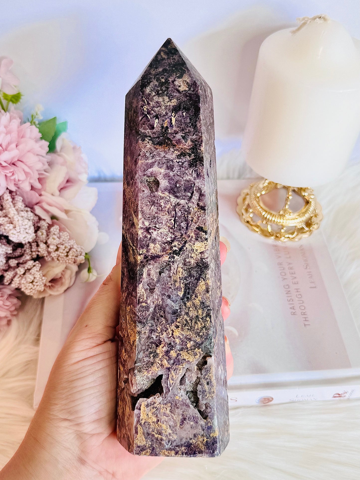 Huge Chunky 1.08KG 21.5cm Natural Charoite Carved Tower | Generator
