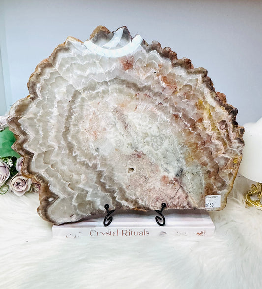 Huge Chevron Amethyst Slab | Slice On Stand 30cm 1.48KG On Stand