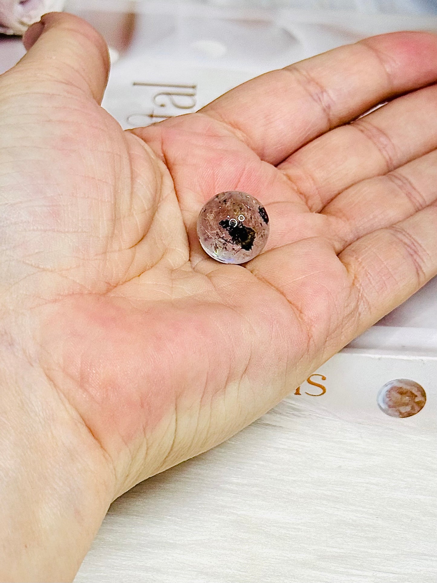 Rare Mini Herkimer Diamond Sphere on Stand