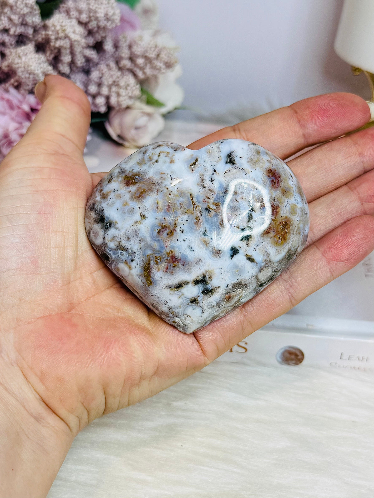 Orbicular Ocean Jasper Puffy Heart 7cm