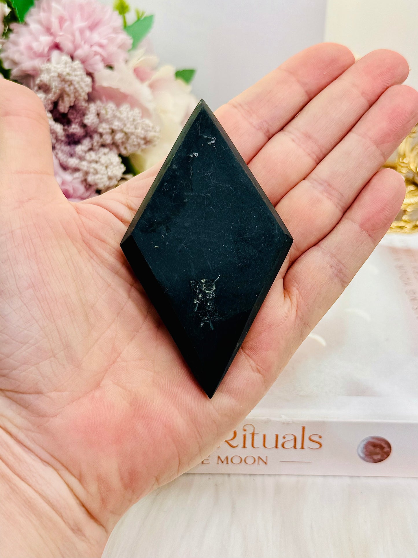 ⚜️ SALE ⚜️ Natural Chalcopryite Carved Diamond On Stand