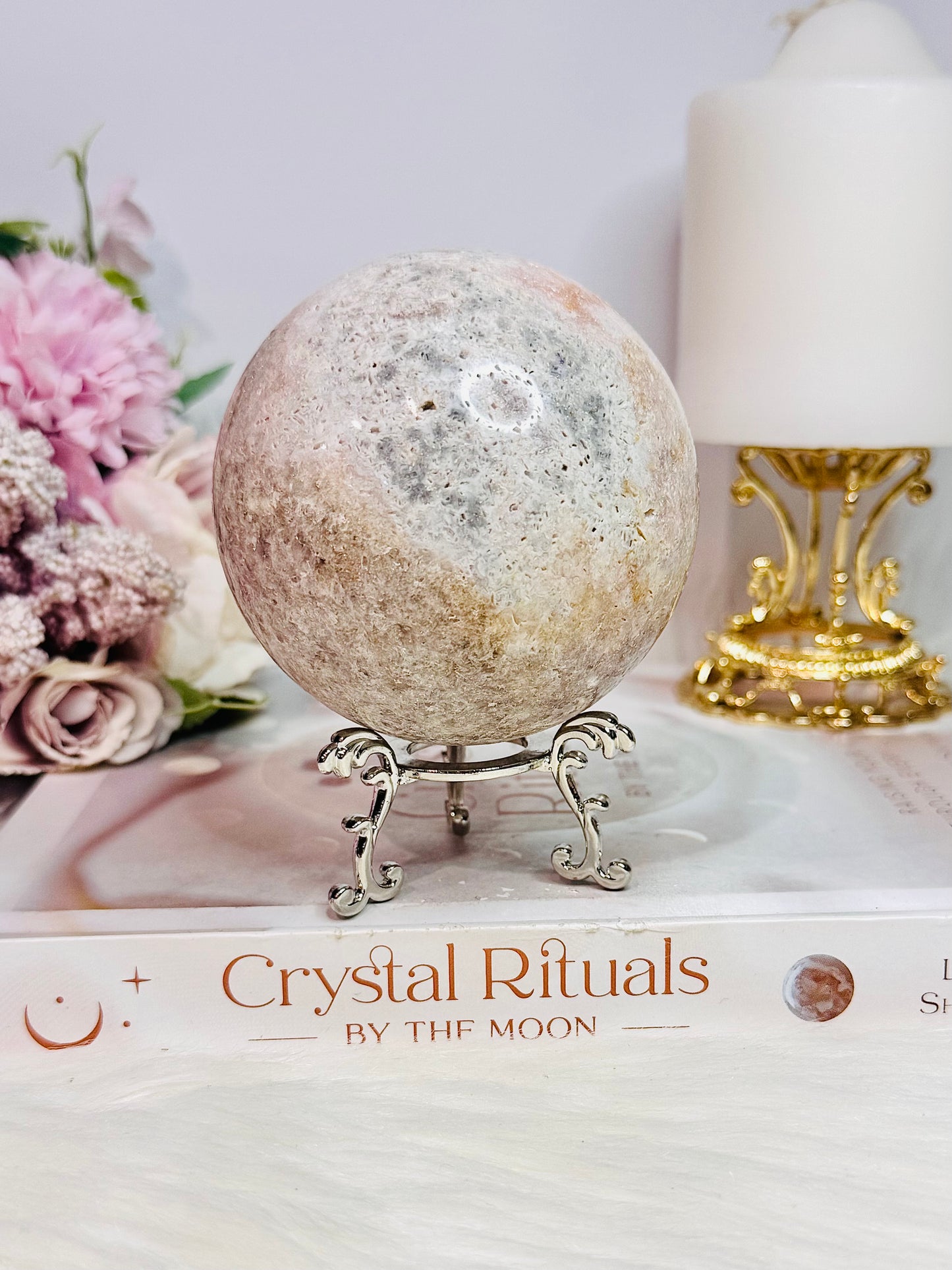 Beautiful Large Pink Amethyst Sphere on Stand From Brazil 568grams