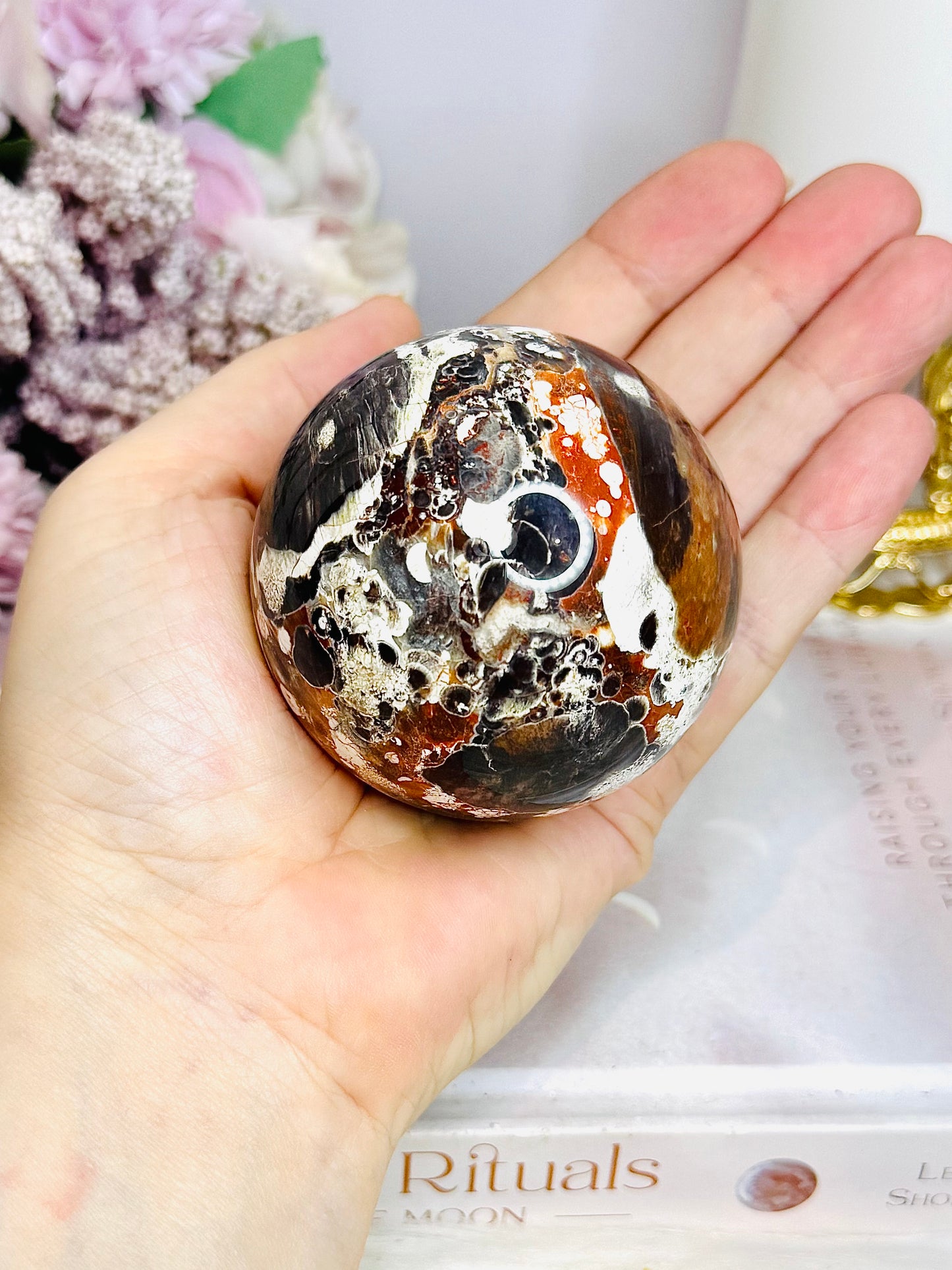 Large Money Agate Sphere On Stand 304g