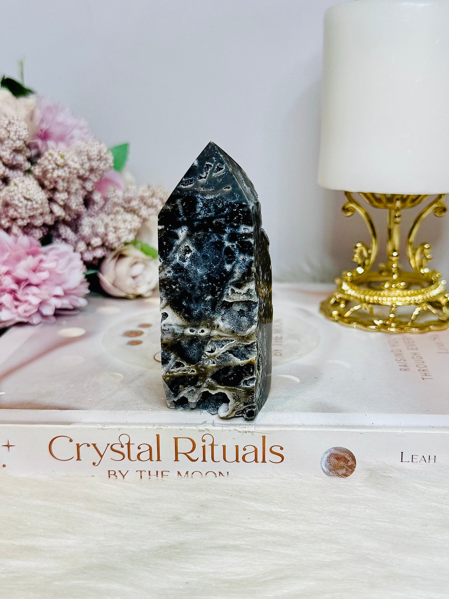 Black Druzy Sphalerite Tower 9cm