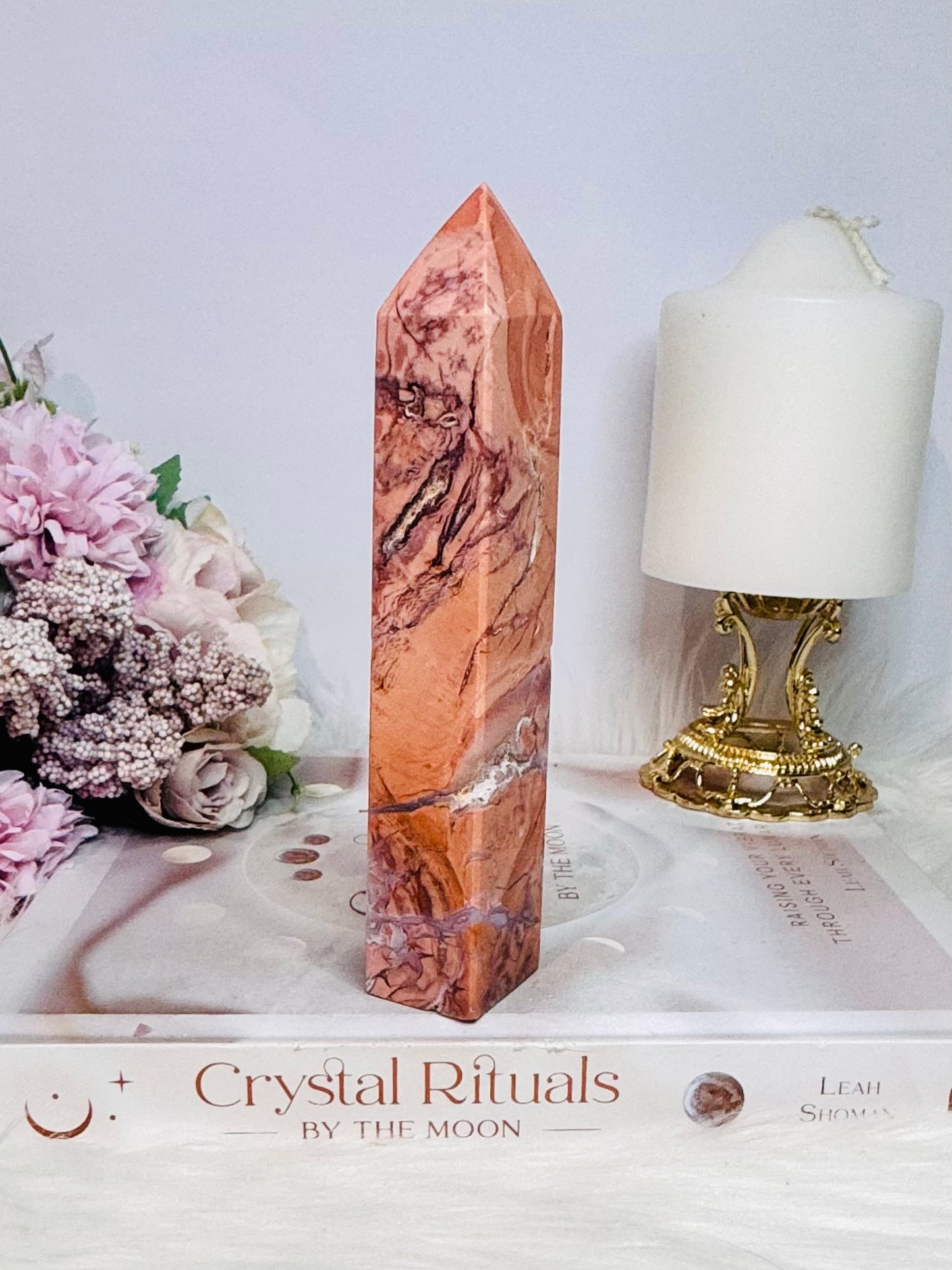 Stunning High Grade Large 14.5cm Pink Cotton Candy Agate Tower