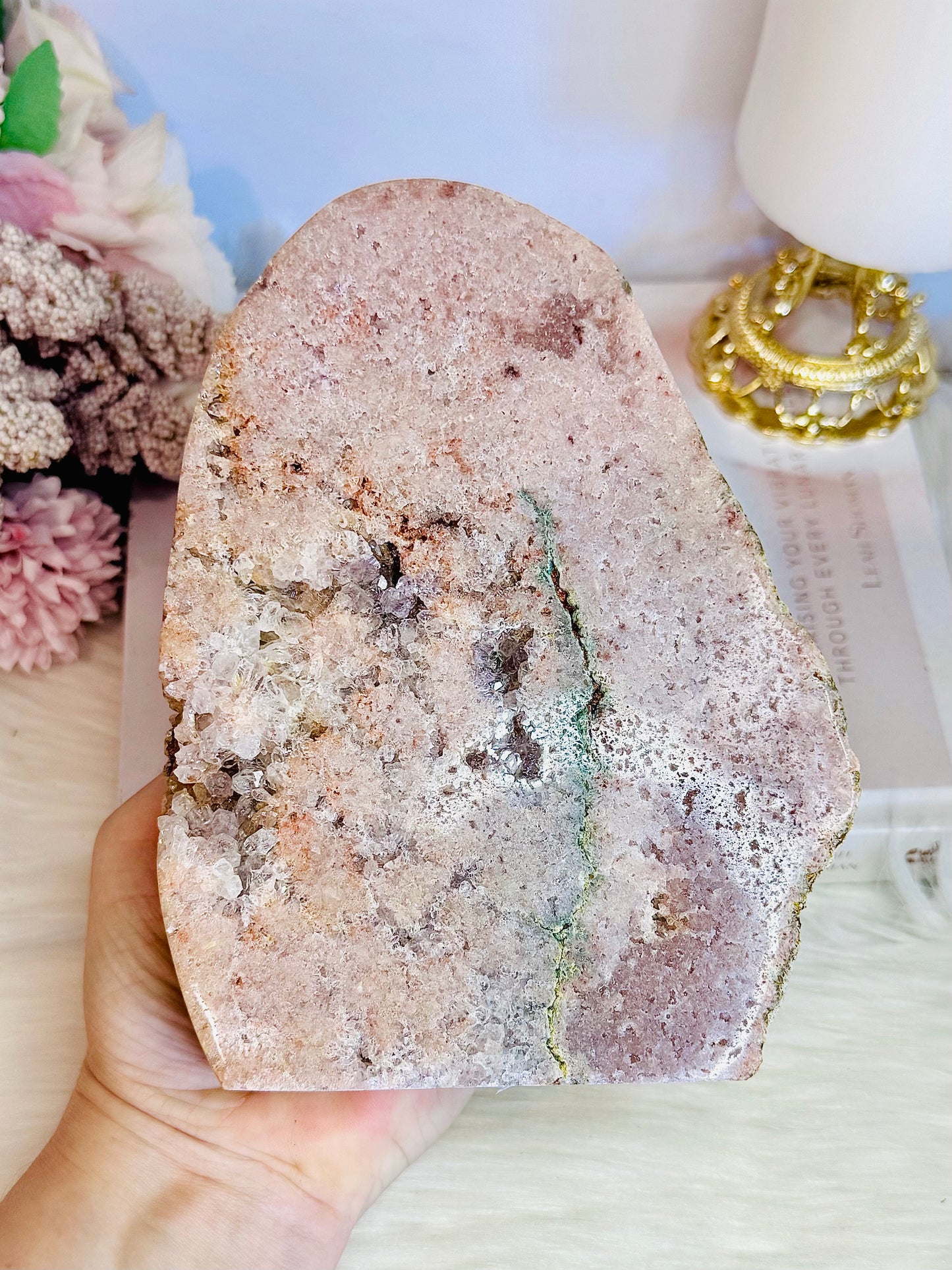 Large Natural Druzy Pink Amethyst Slab | Freeform 954g