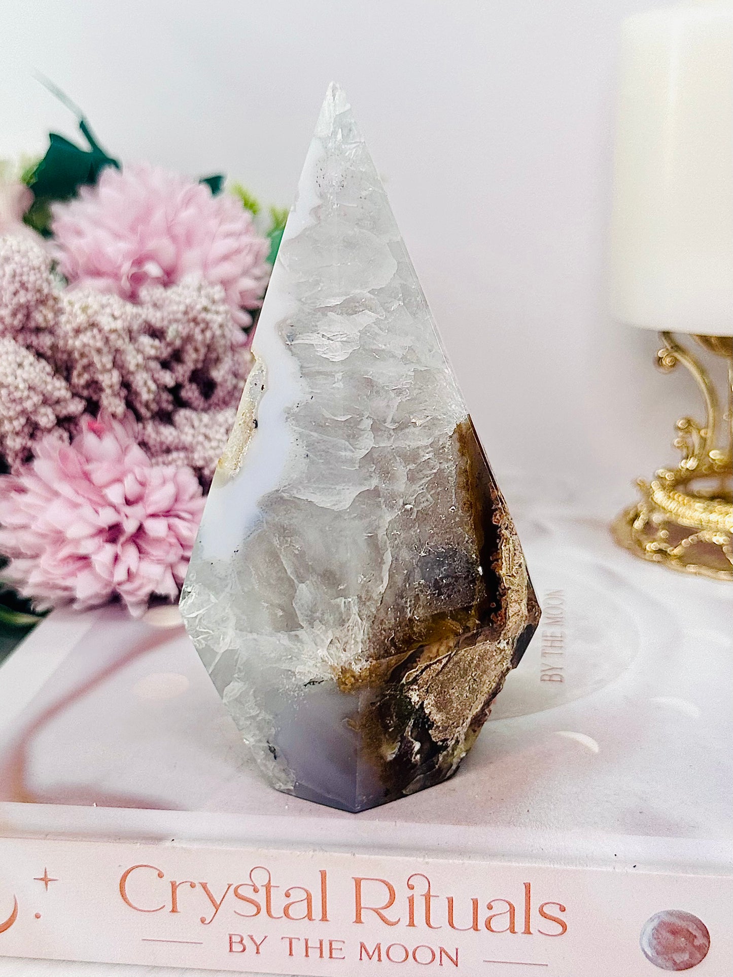 ⚜️ SALE ⚜️ Chunky 13cm Druzy Agate Diamond Cut Tower 349gram From Brazil