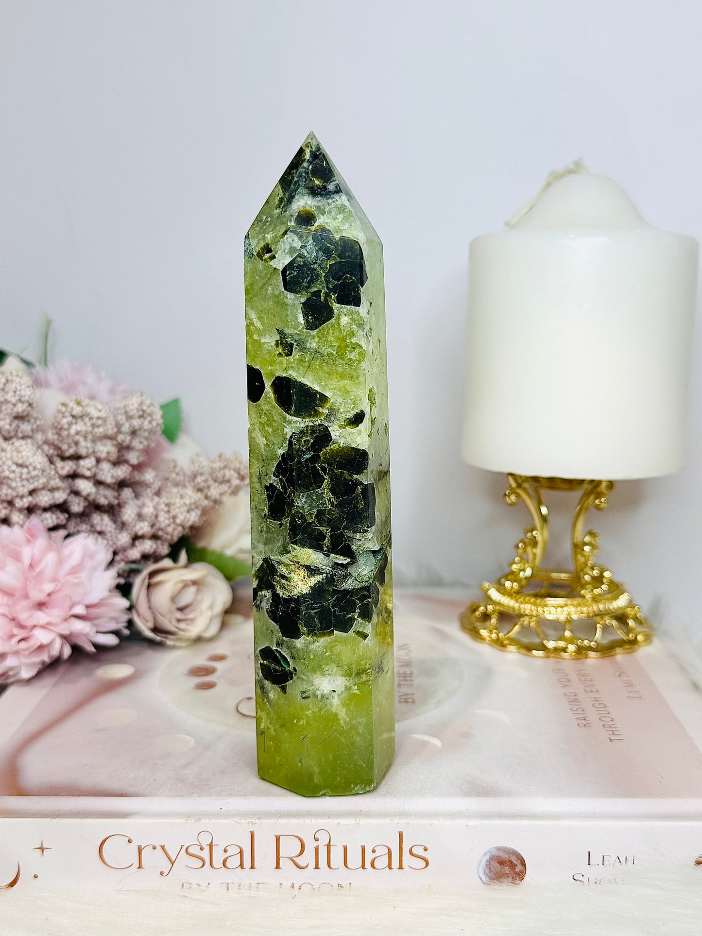 Natural Prehnite Tower 16cm