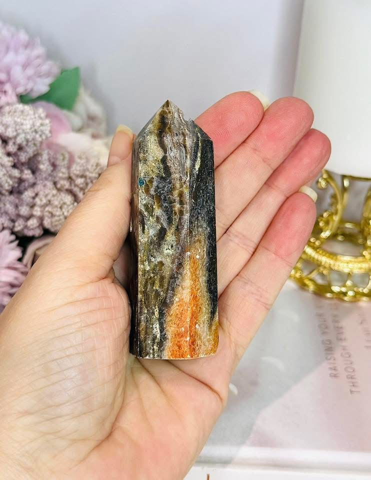 Chunky Sunstone X Blue Apatite Tower