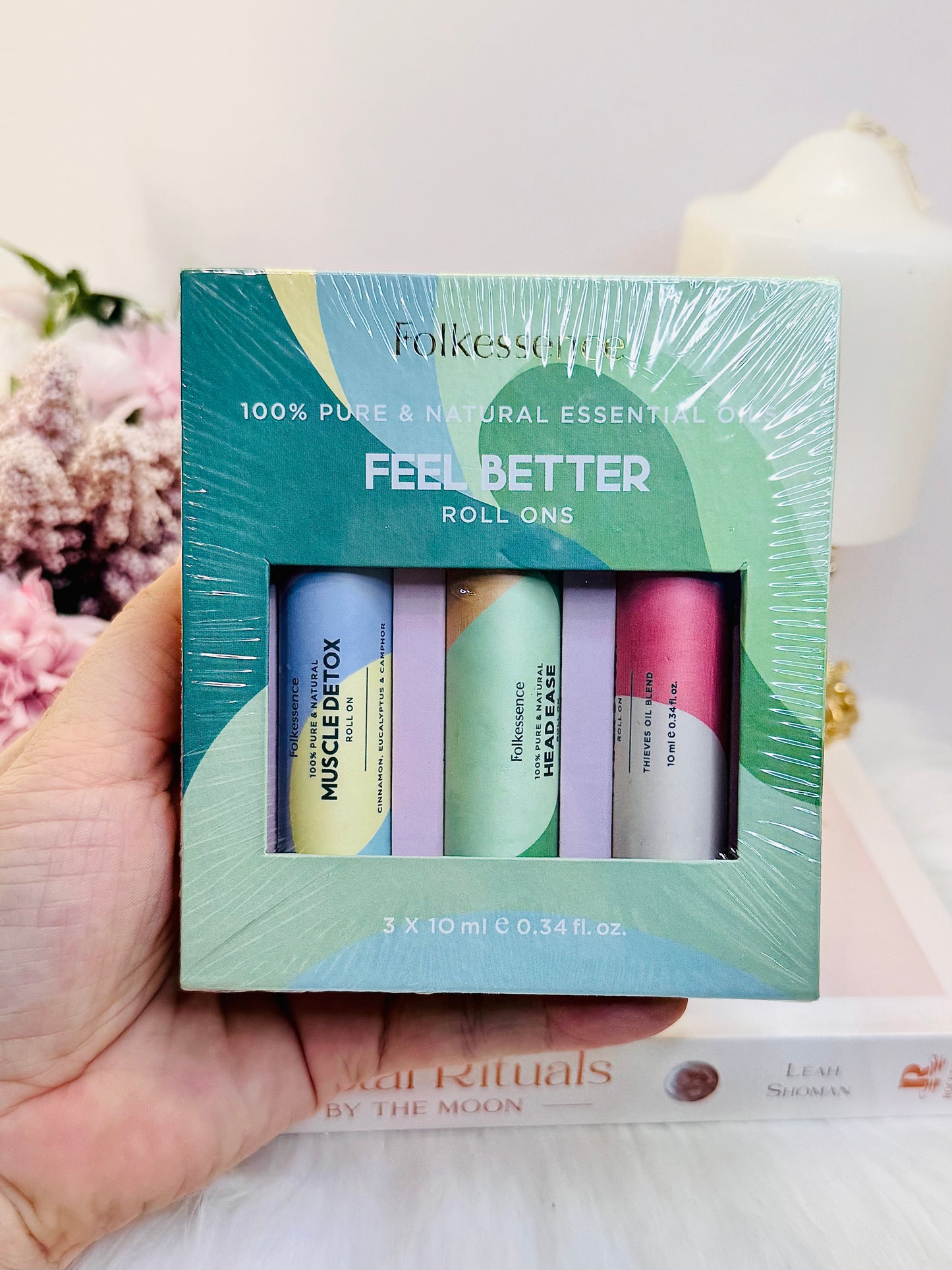 Folkessence ‘Feel Better’ Gift Pack 3 Oils ~ Muscle Detox, Head Ease, Power Boost