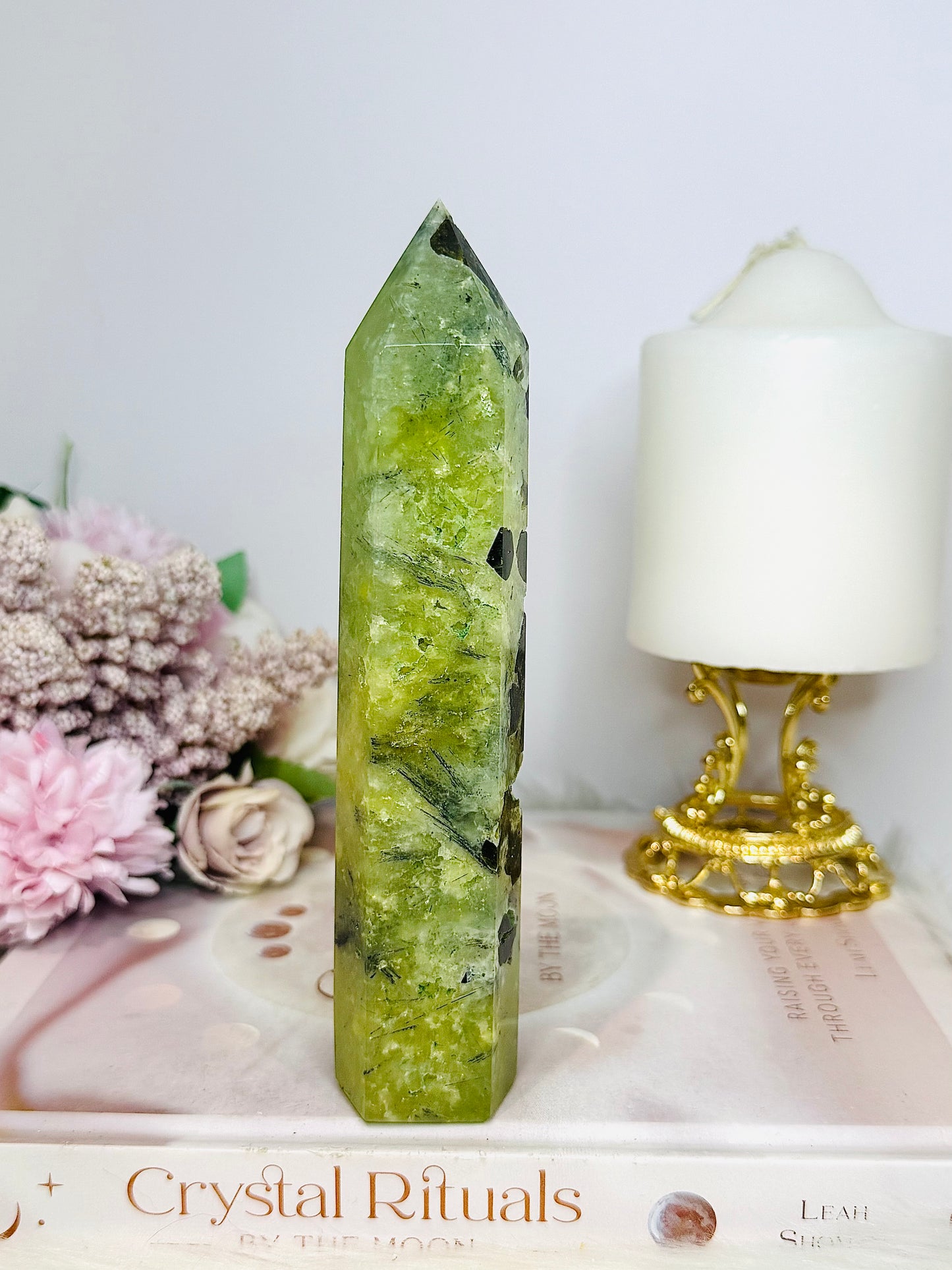 Natural Prehnite Tower 16cm