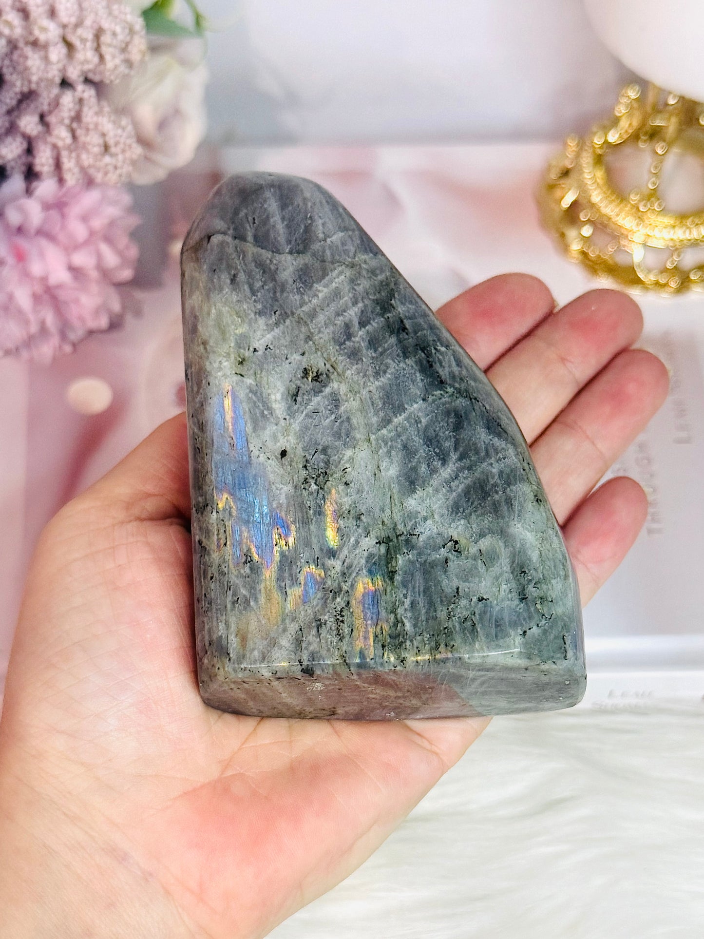 Natural Large Chunky Labradorite Polished Freeform 618gram With Beautiful Flash