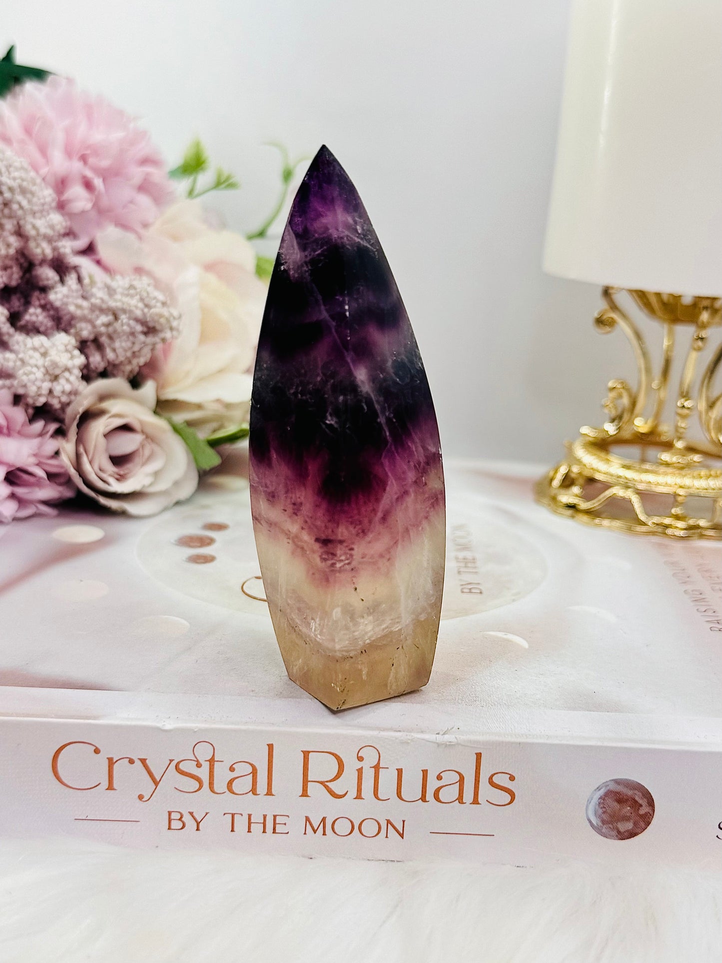 Purple Fluorite Carved Flame 10cm