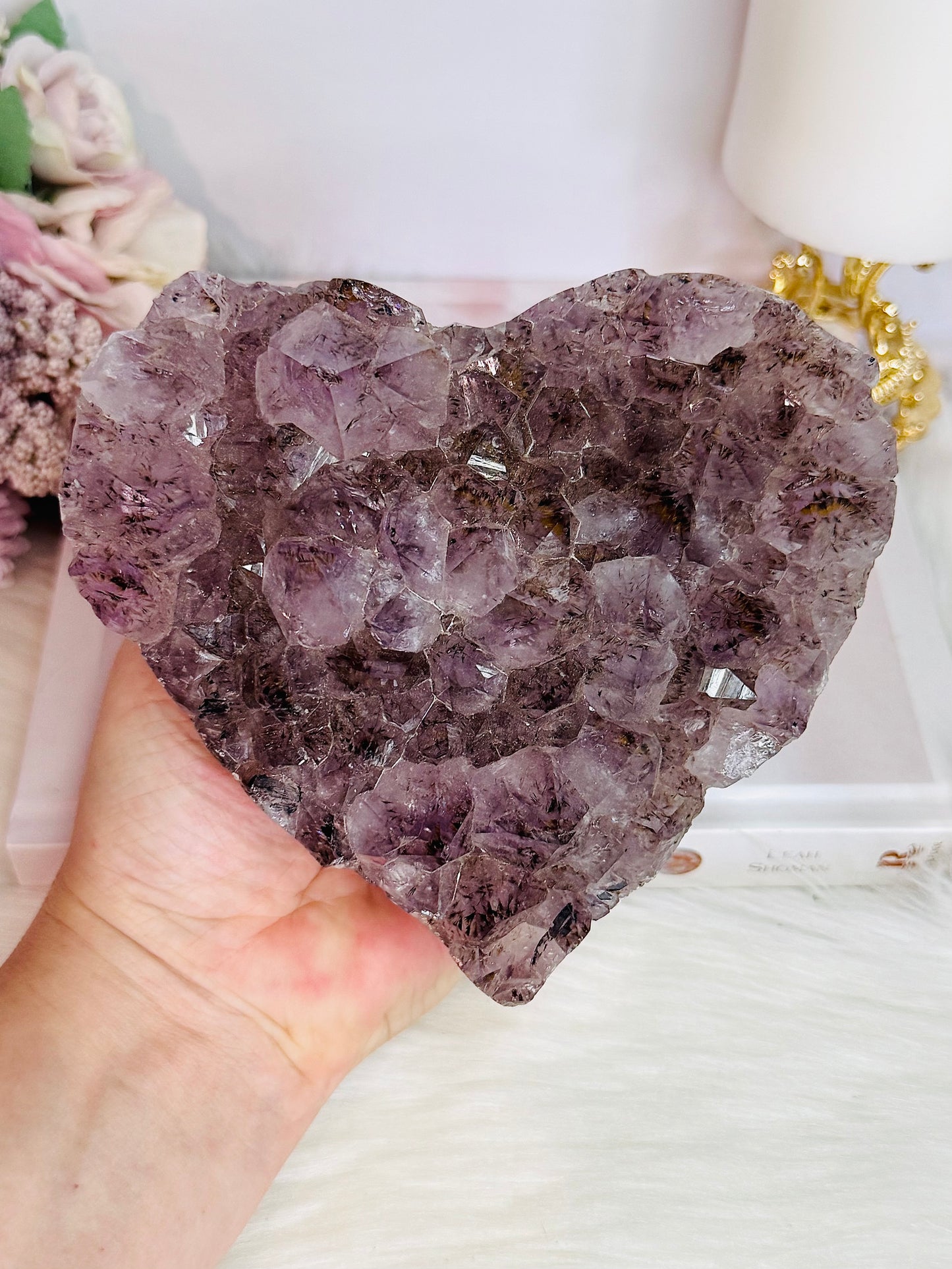 Magnificent 1.15KG Purple Amethyst Cluster Carved Heart From Brazil