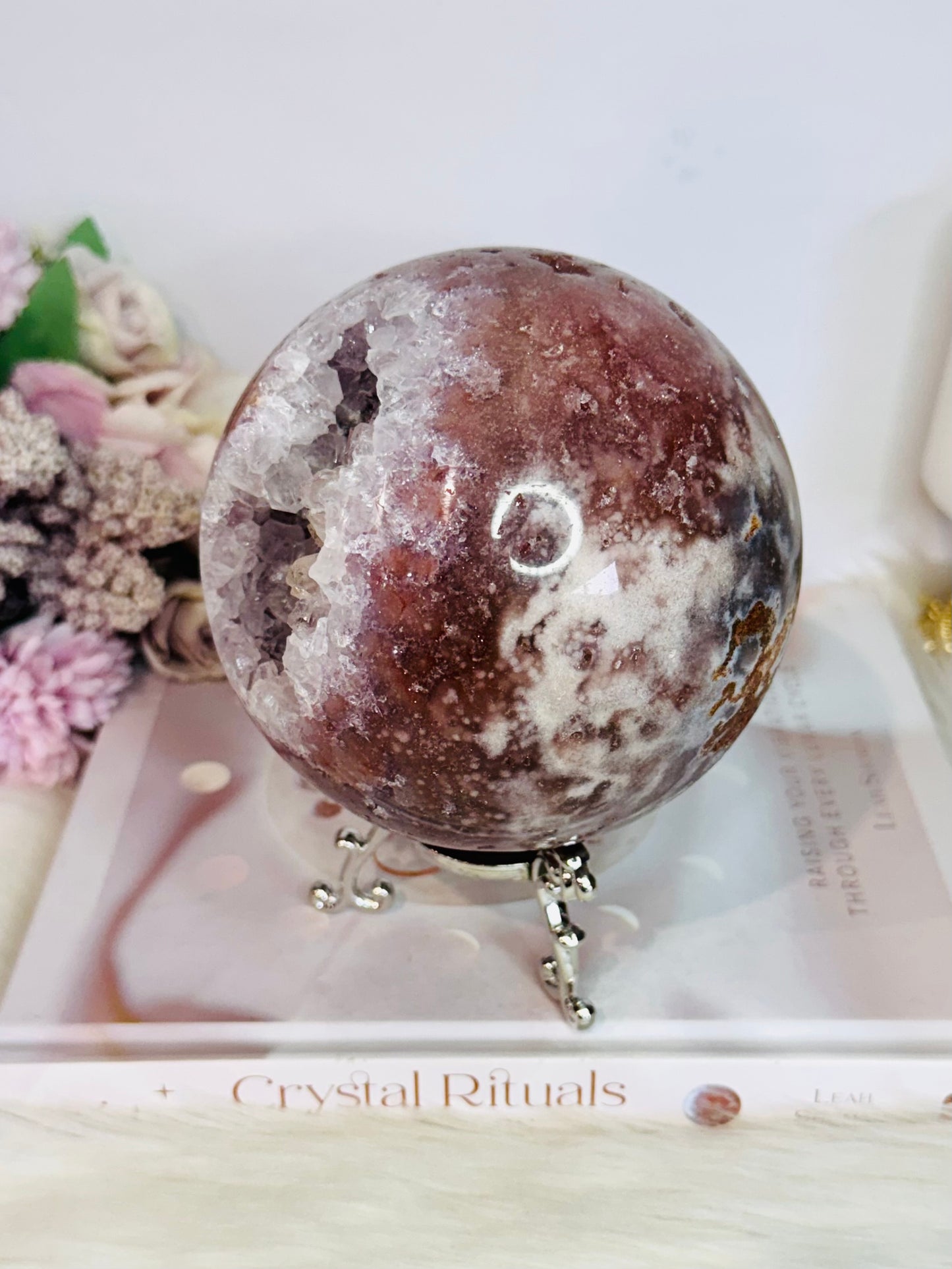 STATEMENT PIECE ~ The Most Spectacular High Grade Classy & Fabulous Huge Druzy Pink Amethyst Sphere From Brazil On Stand