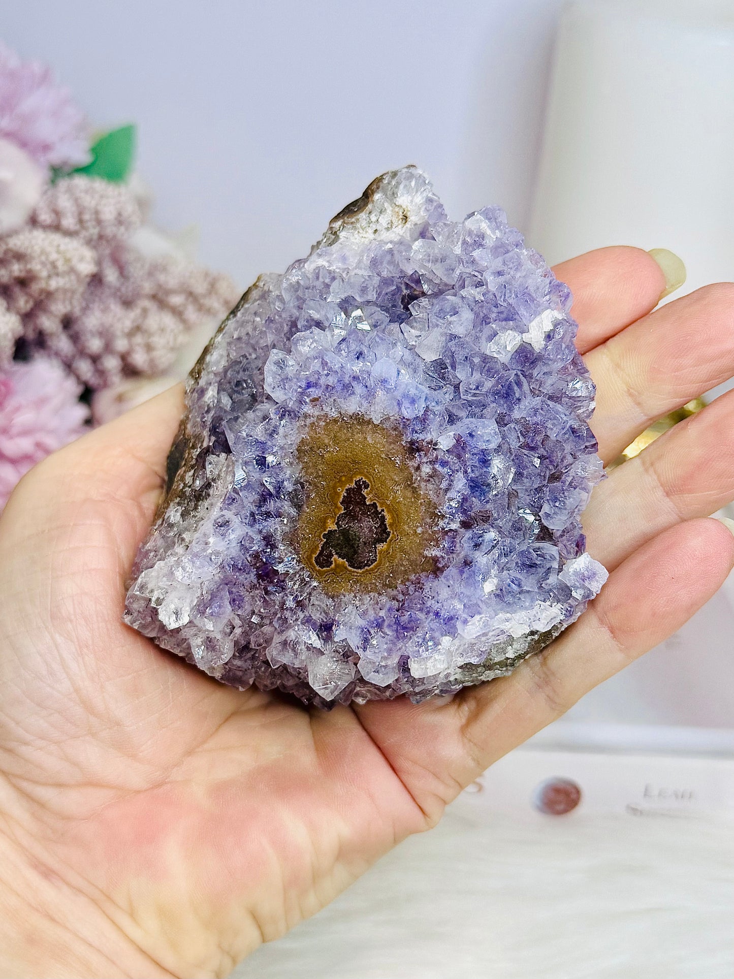 Large 328gram Natural Stalactite Eye Base Cut Amethyst Cluster From Uruguay