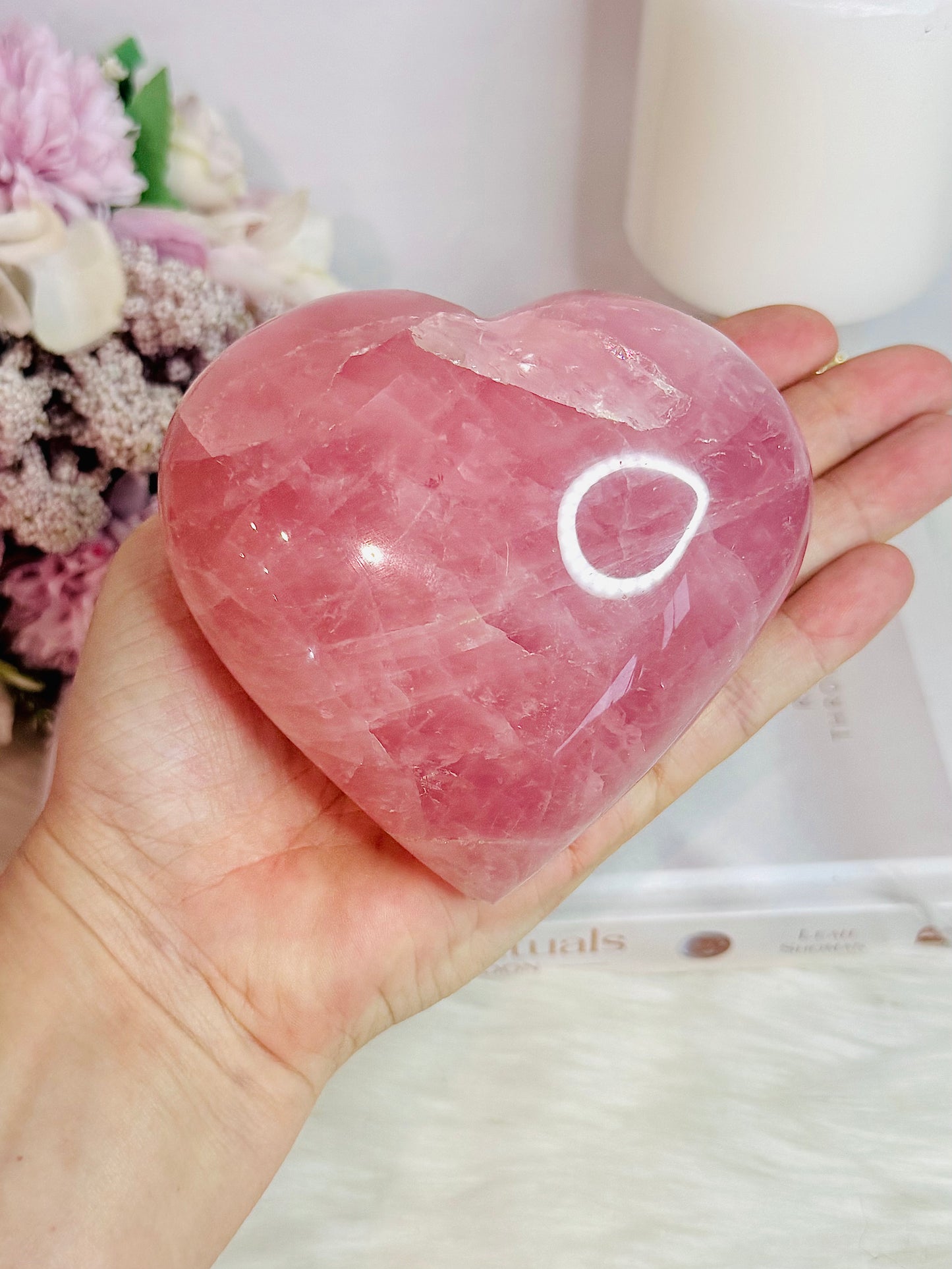 Fabulous Large Chunky High Grade Dark Pink Rose Quartz Carved Heart 698grams 10cm