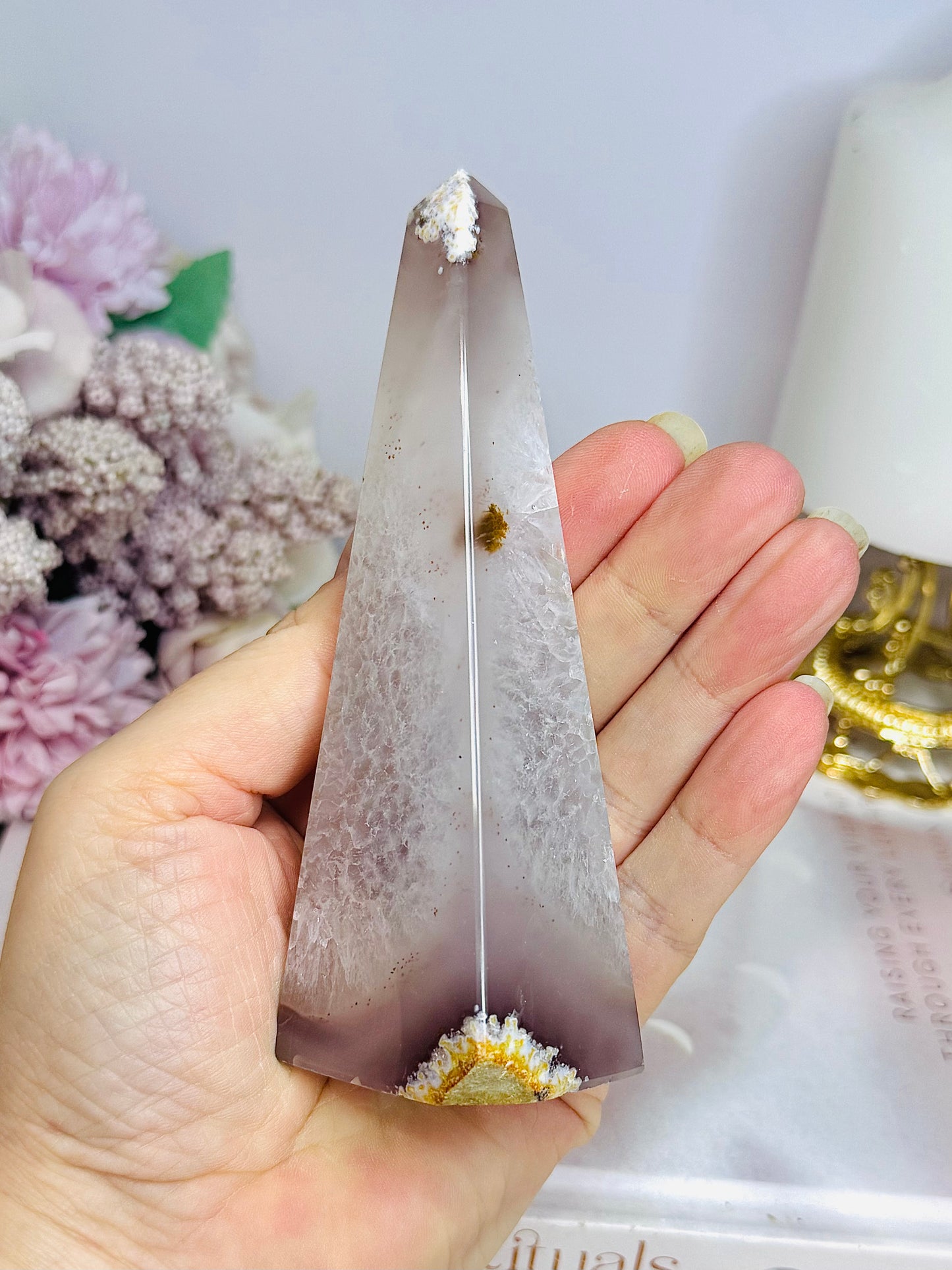 Sugar Druzy Agate Obelisk | Tower 12.5cm