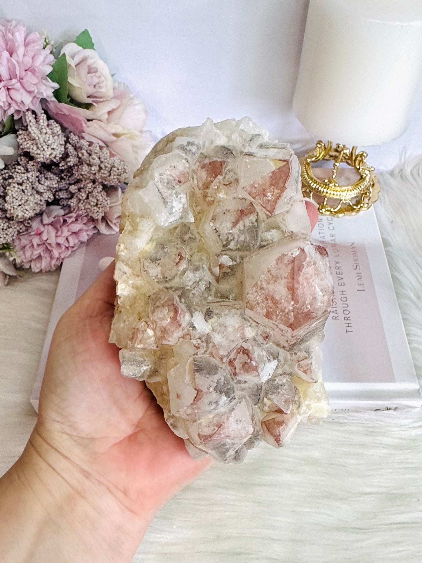 Incredible Huge Natural 19cm 1.26KG Black & Pink Lithium Quartz Natural Cluster From Brazil
