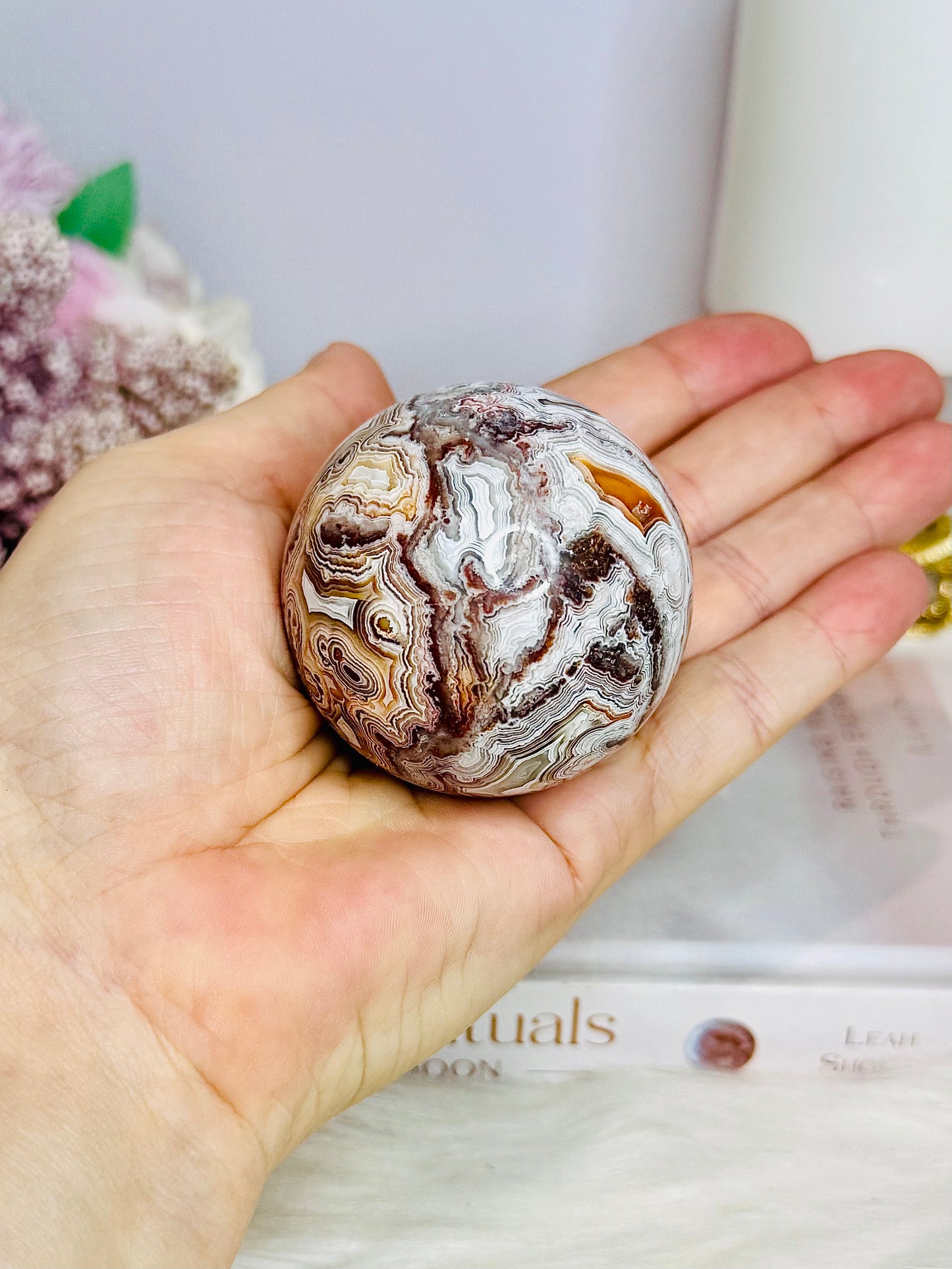 Mexican Lace Agate Sphere On Stand 198g