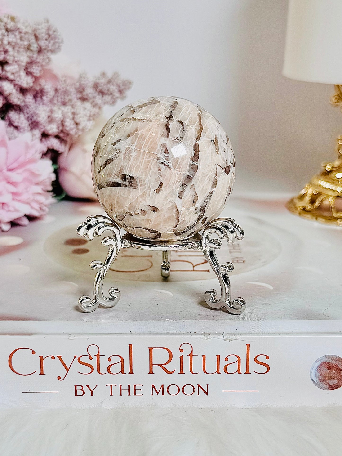 Pink Zebra Jasper Sphere on Stand 5cm