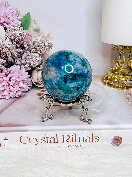 Phoenix Stone Sphere (Chrysocolla, Turquoise, and Malachite) On Stand 191grams