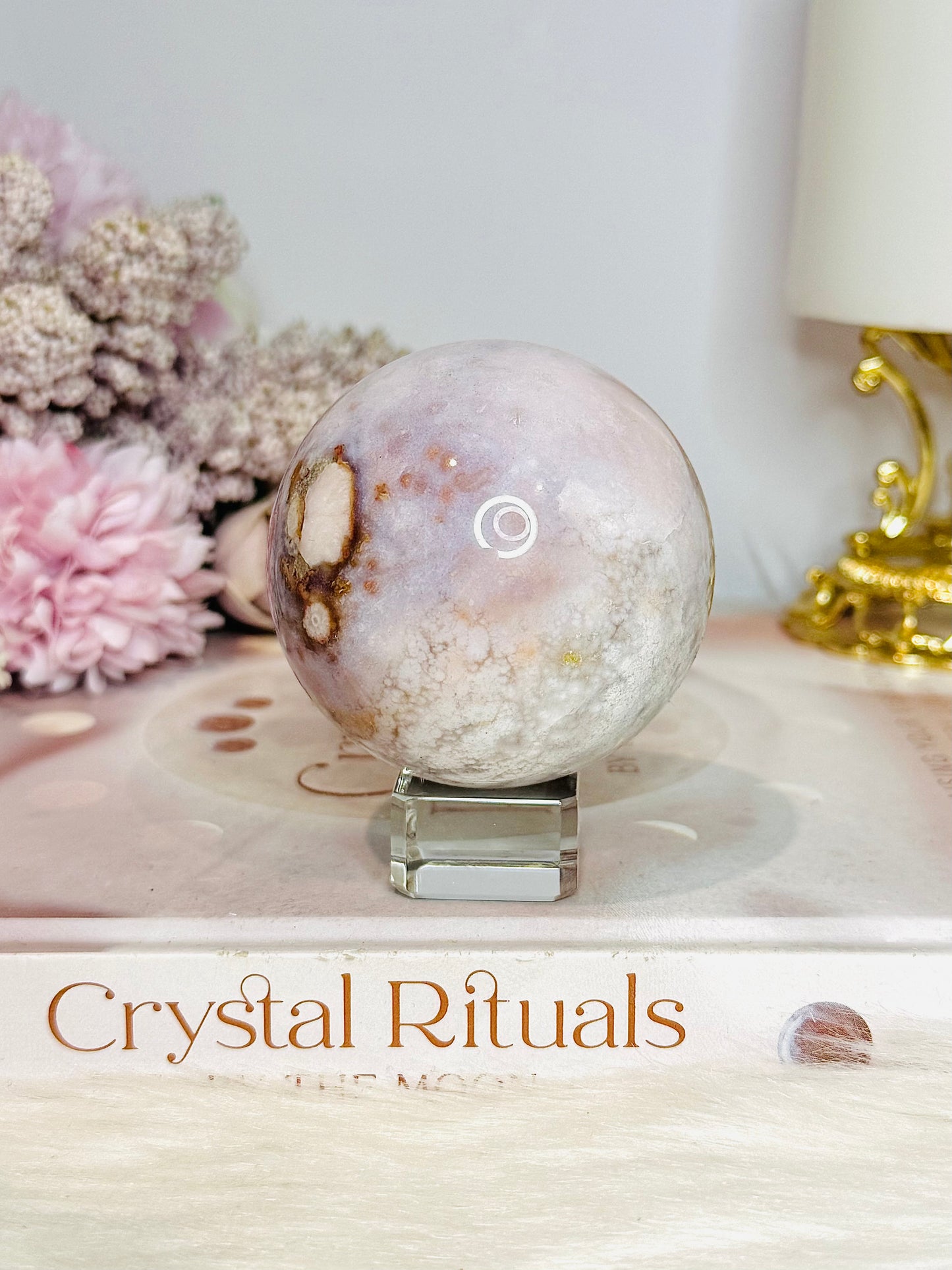 Flower Agate Sphere On Stand 266g