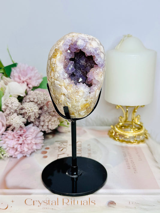 High Grade Druzy Pink Amethyst Geode On Custom Made Stand 18cm 714g