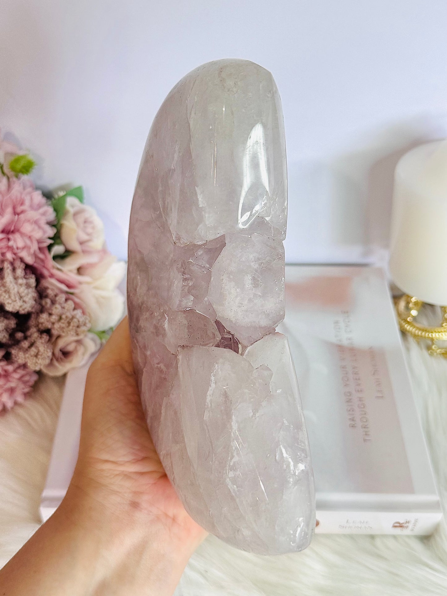 ⚜️ SALE WITH $100 DISCOUNT ⚜️ Huge 1.96KG Amethyst Carved Druzy Moon On Custom Stand From Brazil ~ 25cm (inc stand)