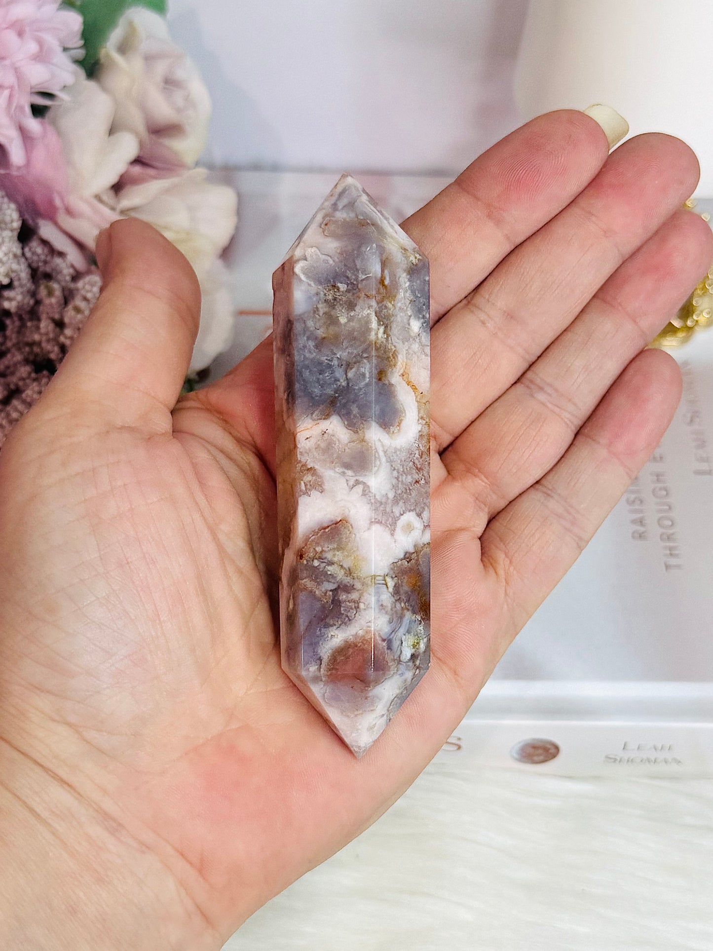 Beautiful Black Cherry Agate Double Terminated Point 10.5cm