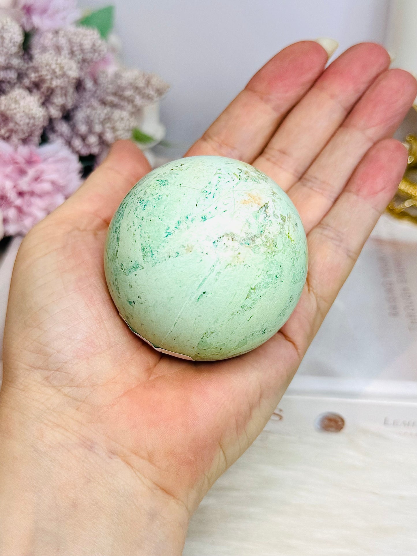 A Rare Stone ~ Genuine Inca Turquoise Sphere 210g On Stand