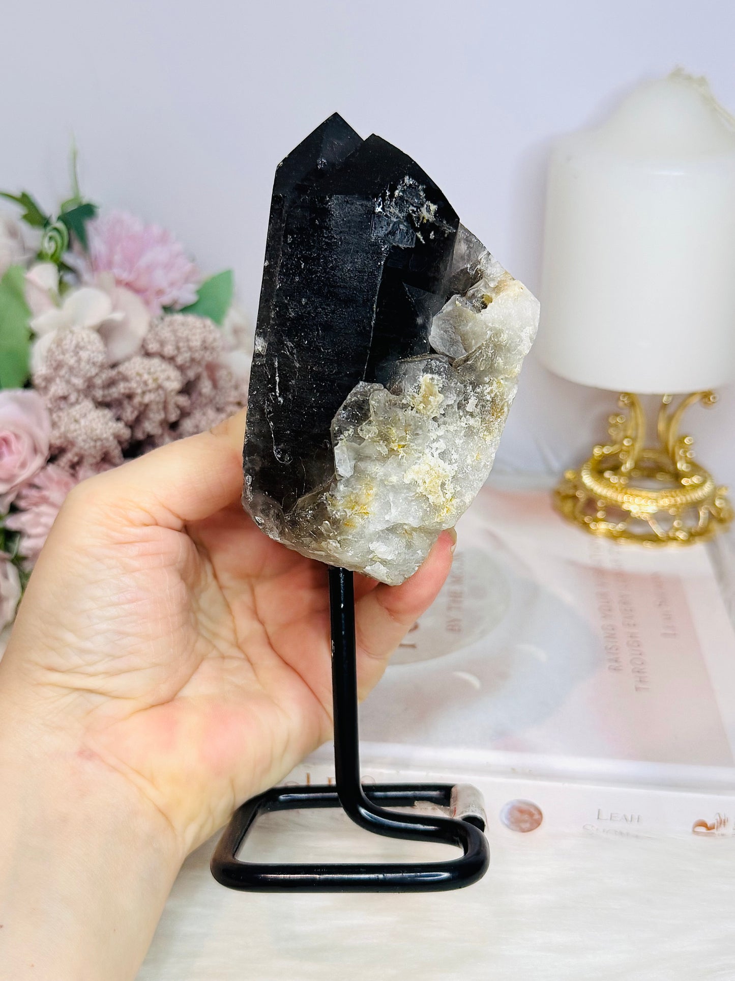 Chunky 18cm Smokey Quartz Specimen on Stand From Brazil