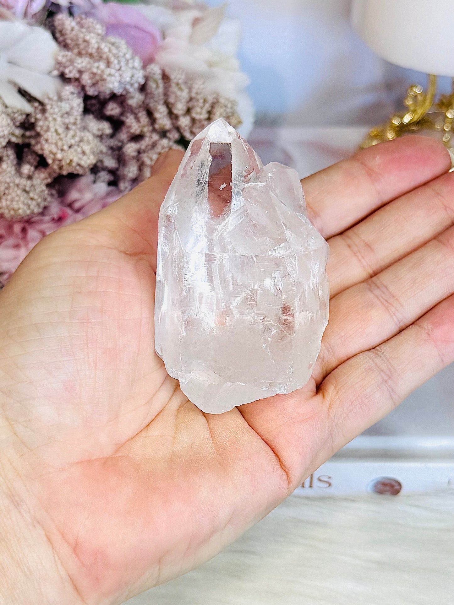 Natural Chunky Clear Quartz Point Cluster 7cm