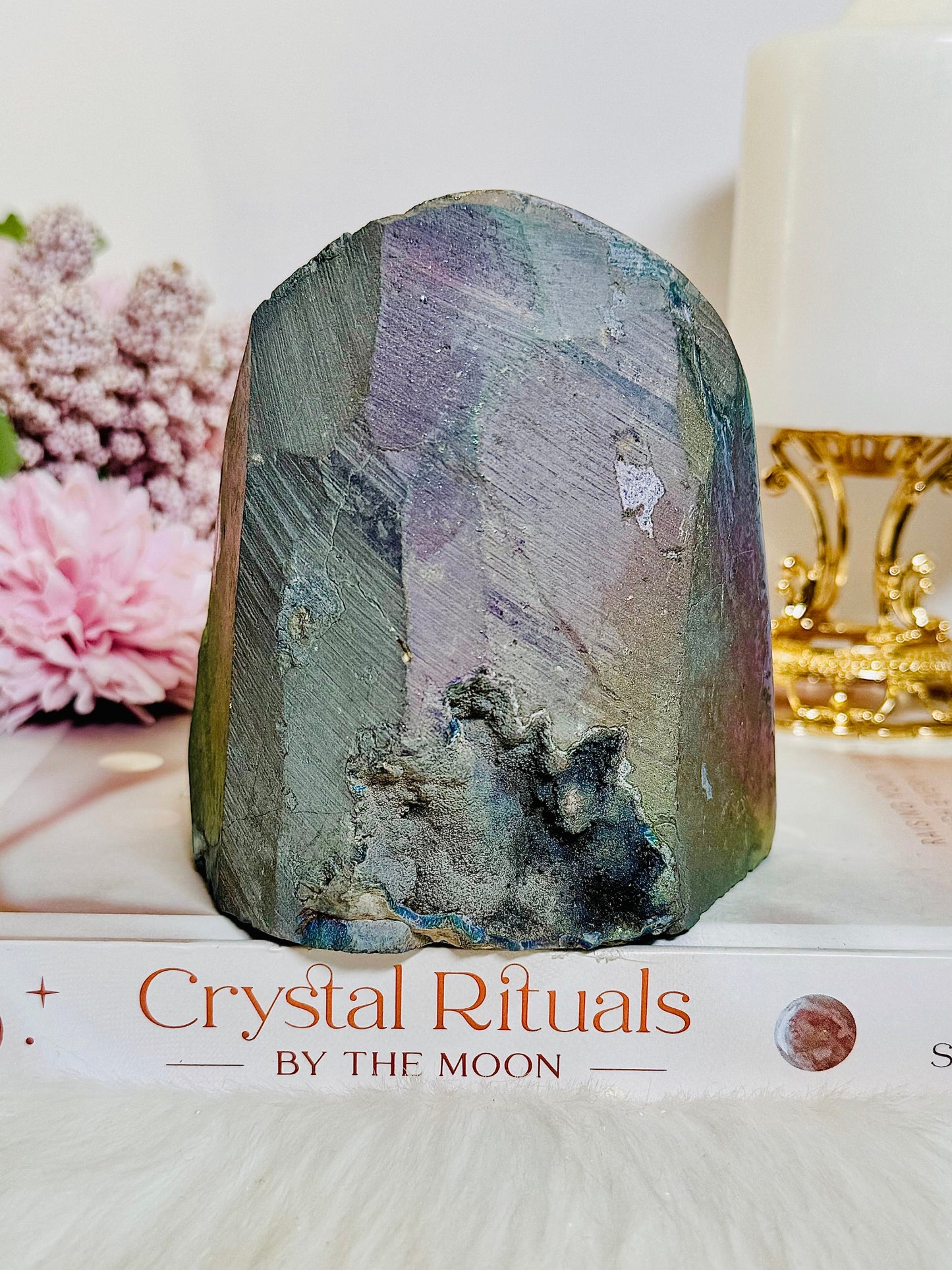 Large Chunky 777gram 11cm Aura Amethyst Base Cut Cluster From Brazil