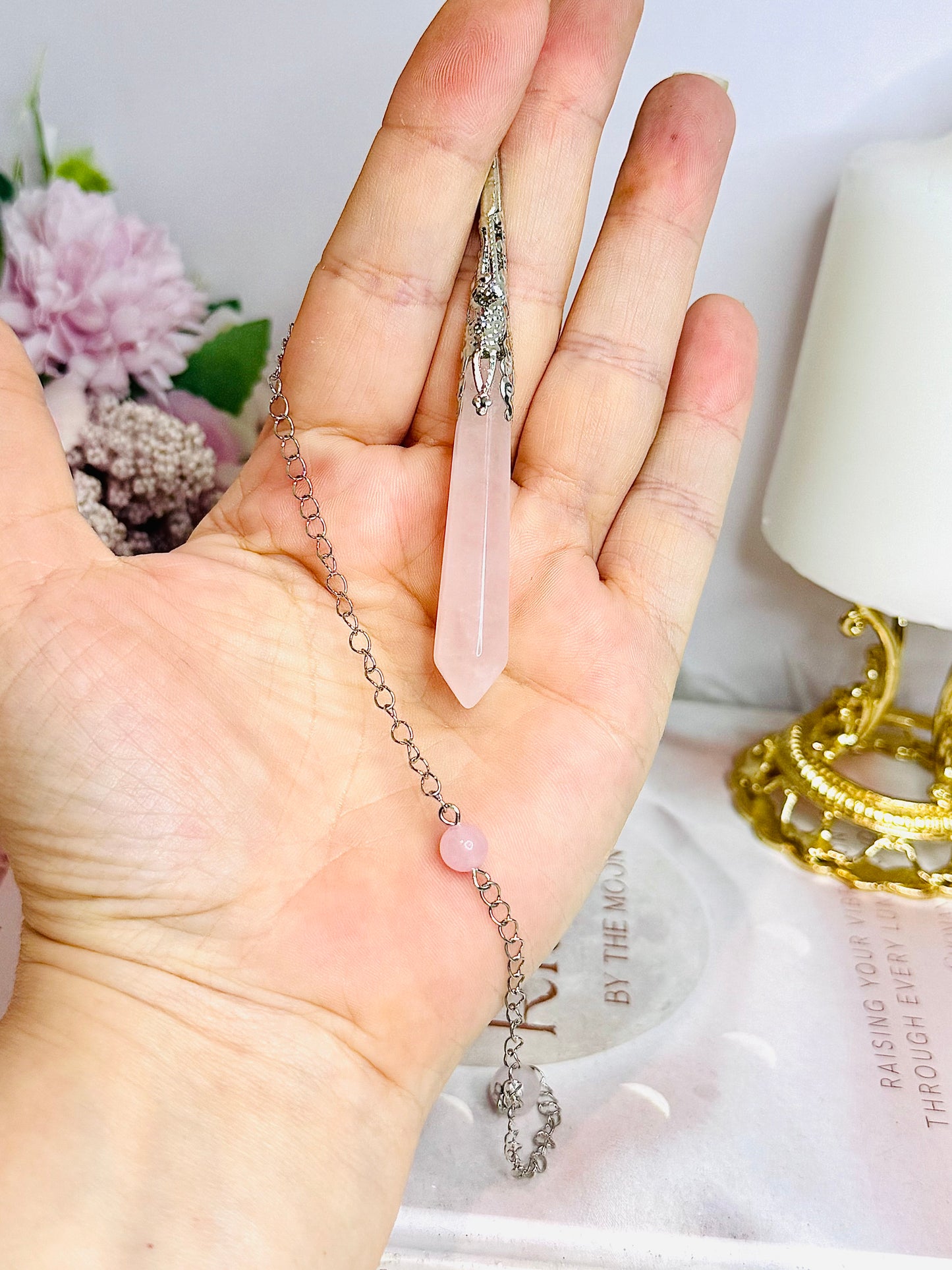 Rose Quartz Pendulum In Gift Bag